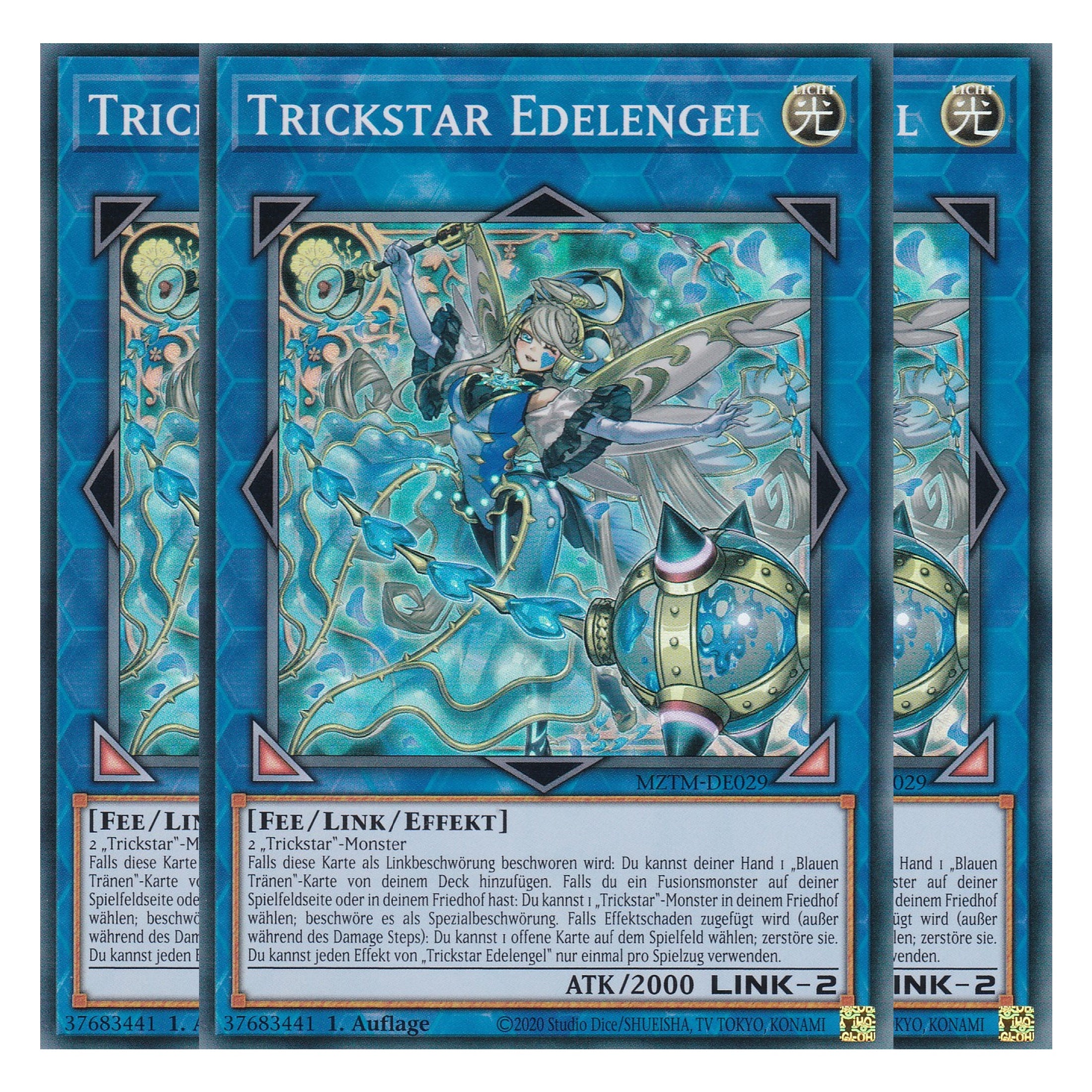 Trickstar Edelengel - MZTM-DE029 - Super Rare - Deutsch - 1. Auflage - Maze of the Master - Playset (3 Kopien) - Yu-Gi-Oh!