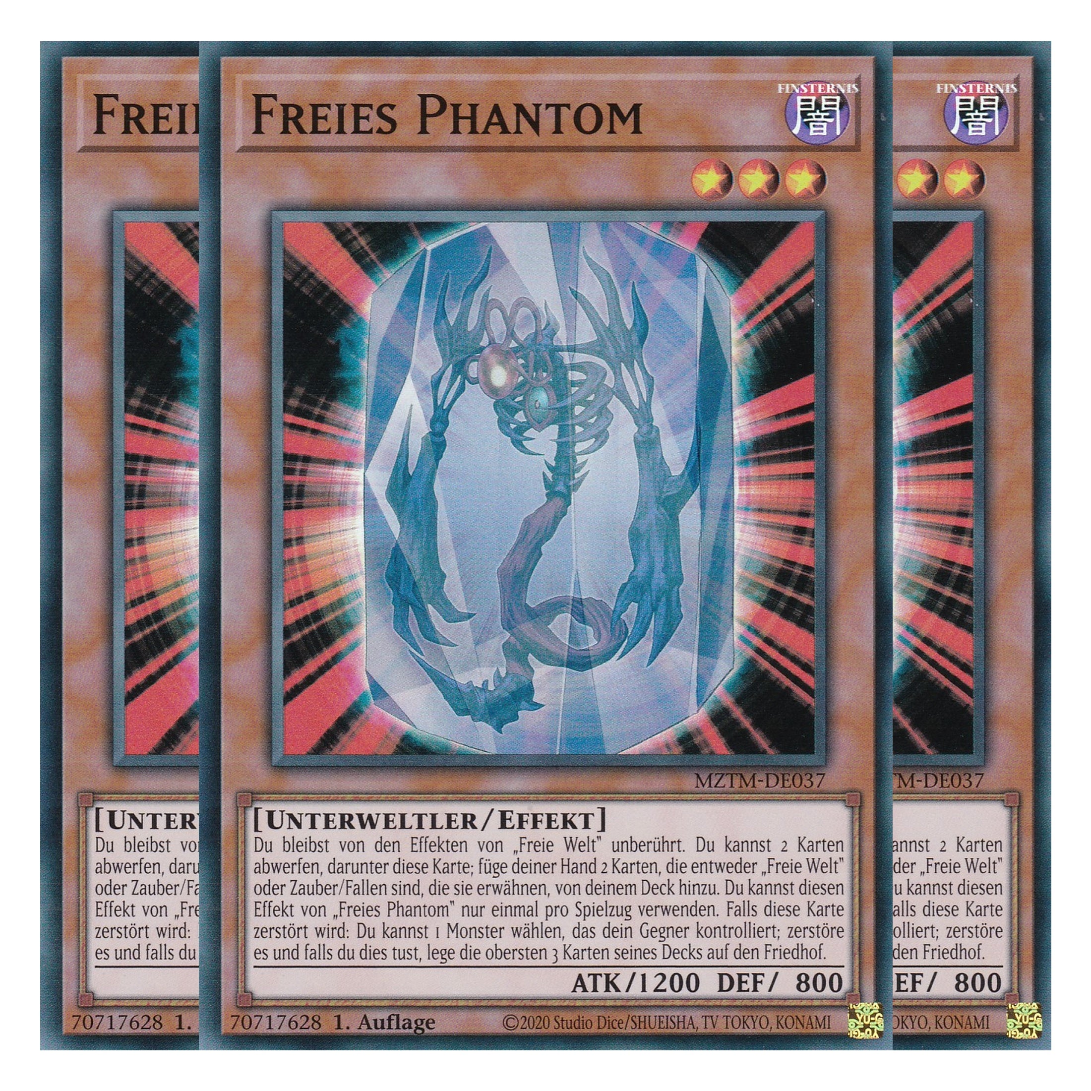 Freies Phantom - MZTM-DE037 - Super Rare - Deutsch - 1. Auflage - Maze of the Master - Playset (3 Kopien) - Yu-Gi-Oh!