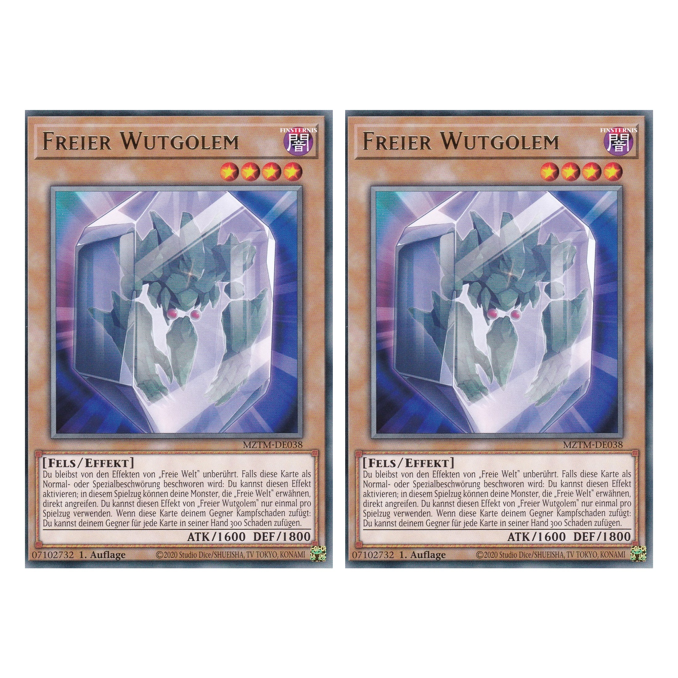 Freier Wutgolem - MZTM-DE038 - Rare - Deutsch - 1. Auflage - Maze of the Master - Duo Set (2 Stück) - Yu-Gi-Oh!