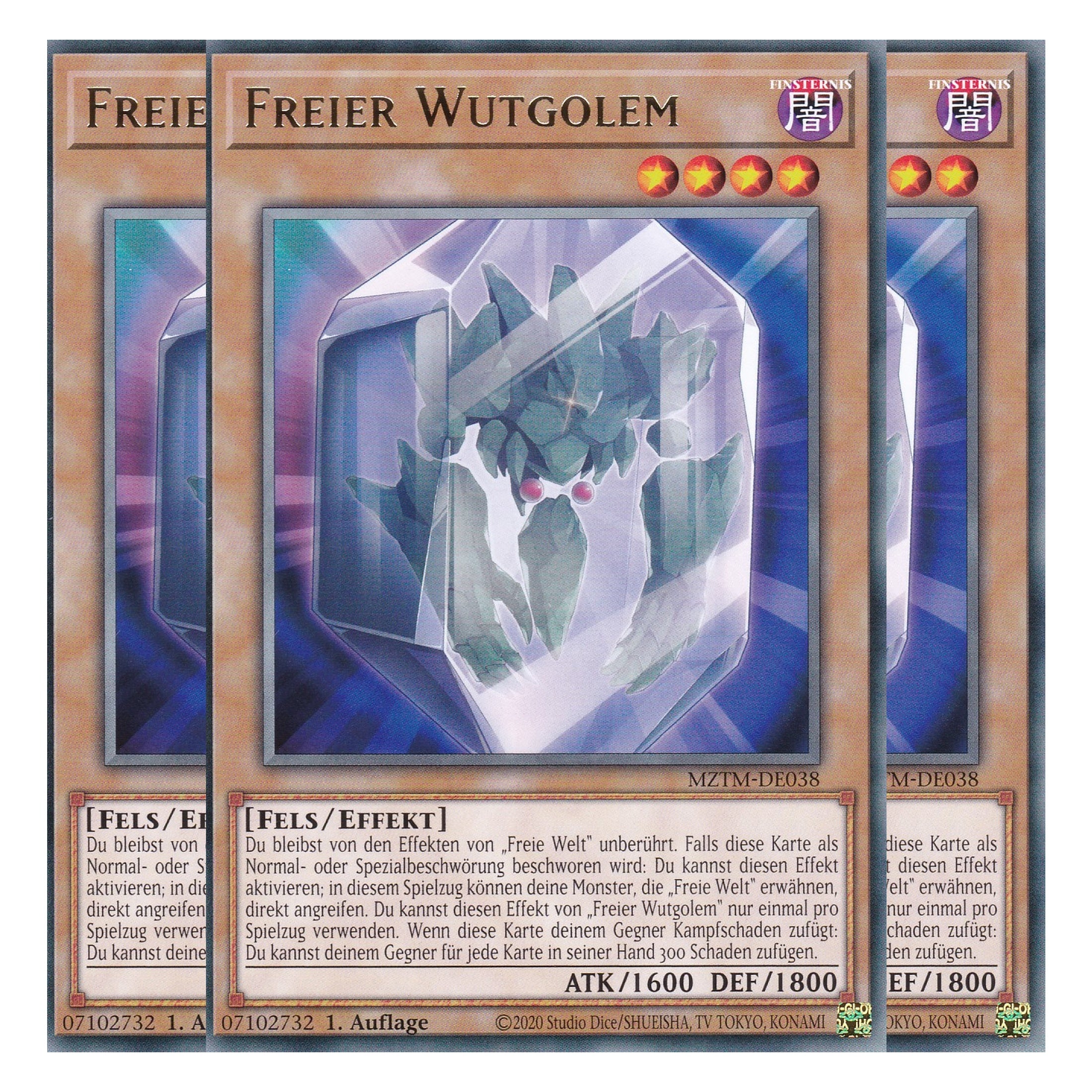 Freier Wutgolem - MZTM-DE038 - Rare - Deutsch - 1. Auflage - Maze of the Master - Playset (3 Kopien) - Yu-Gi-Oh!