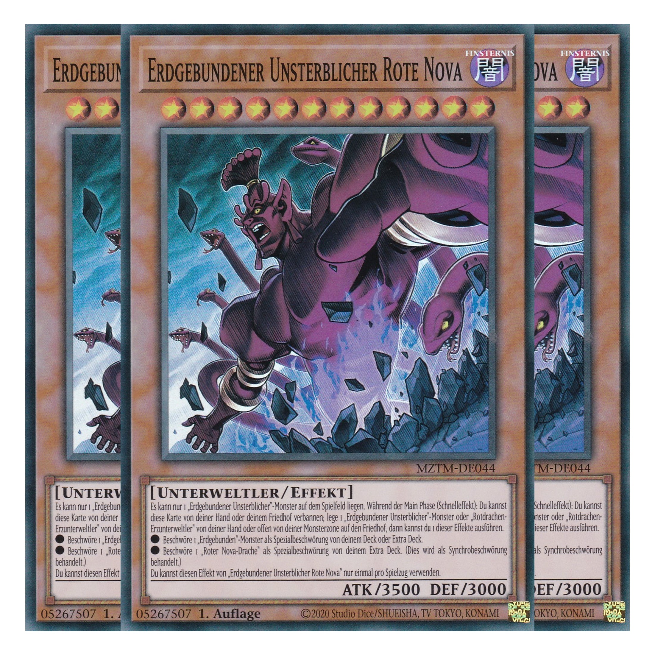 Erdgebundener Unsterblicher Rote Nova - MZTM-DE044 - Super Rare - Deutsch - 1. Auflage - Maze of the Master - Playset (3 Kopien) - Yu-Gi-Oh!