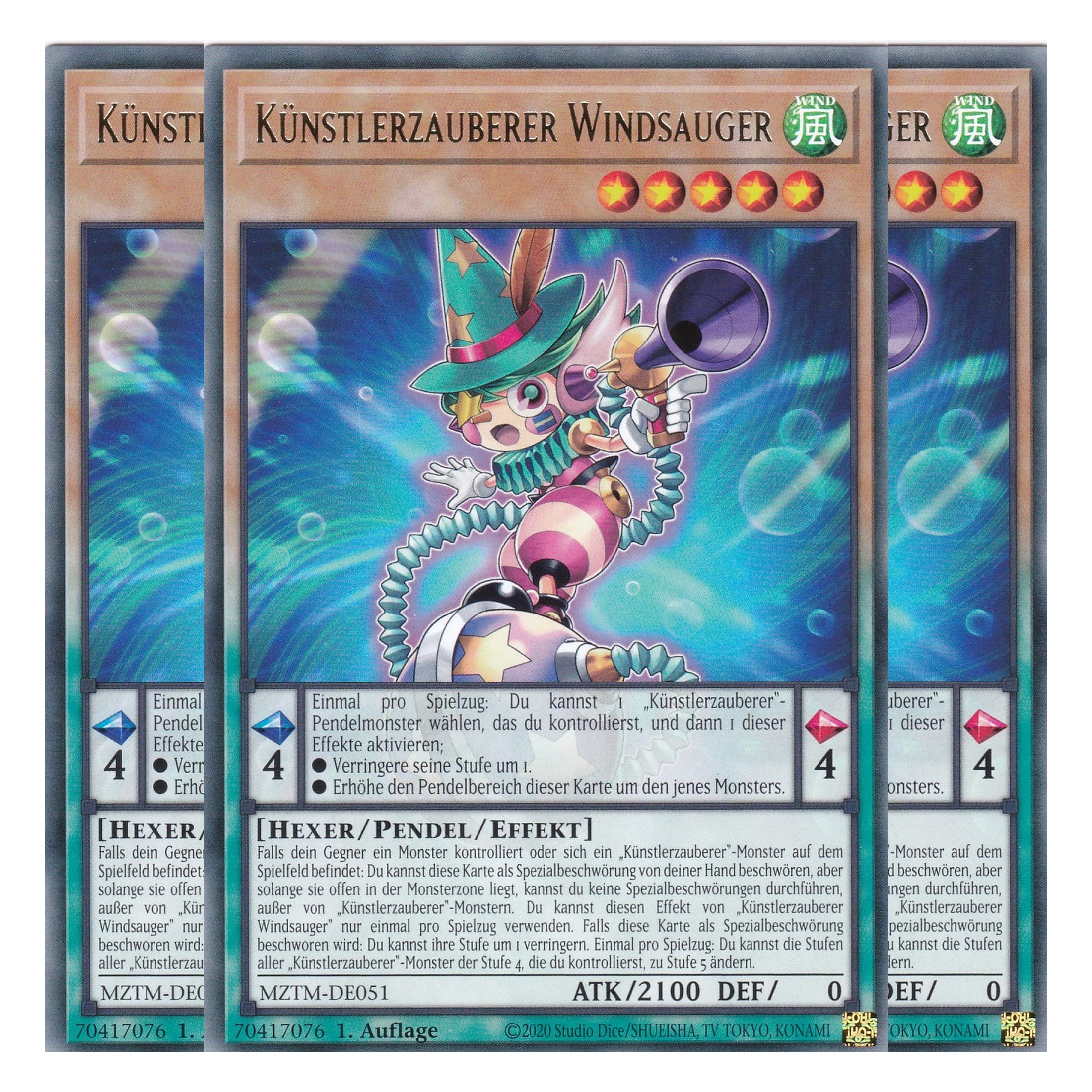 Künstlerzauberer Windsauger - MZTM-DE051 - Rare - Deutsch - 1. Auflage - Maze of the Master - Playset (3 Kopien) - Yu-Gi-Oh!