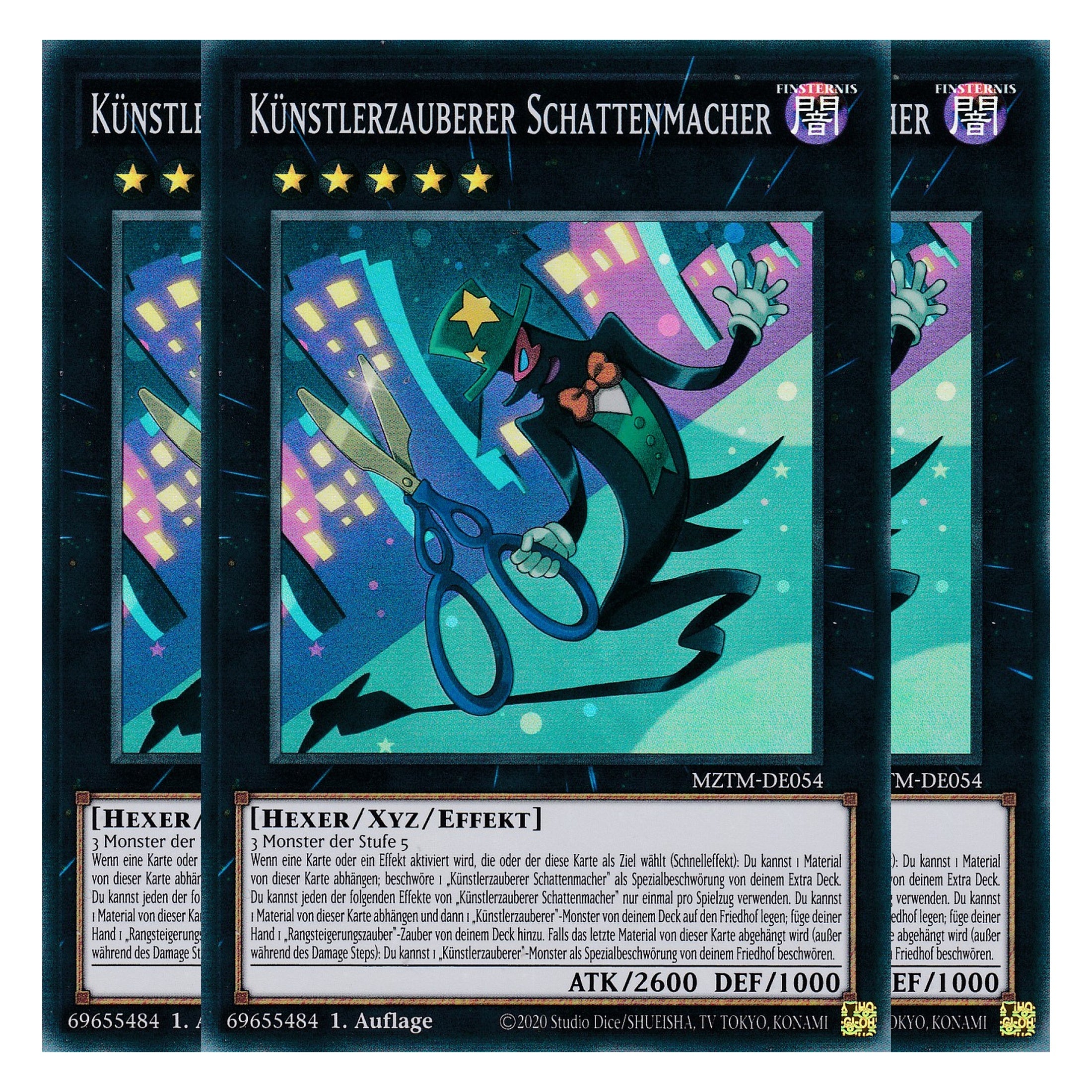 Künstlerzauberer Schattenmacher - MZTM-DE054 - Super Rare - Deutsch - 1. Auflage - Maze of the Master - Playset (3 Kopien) - Yu-Gi-Oh!