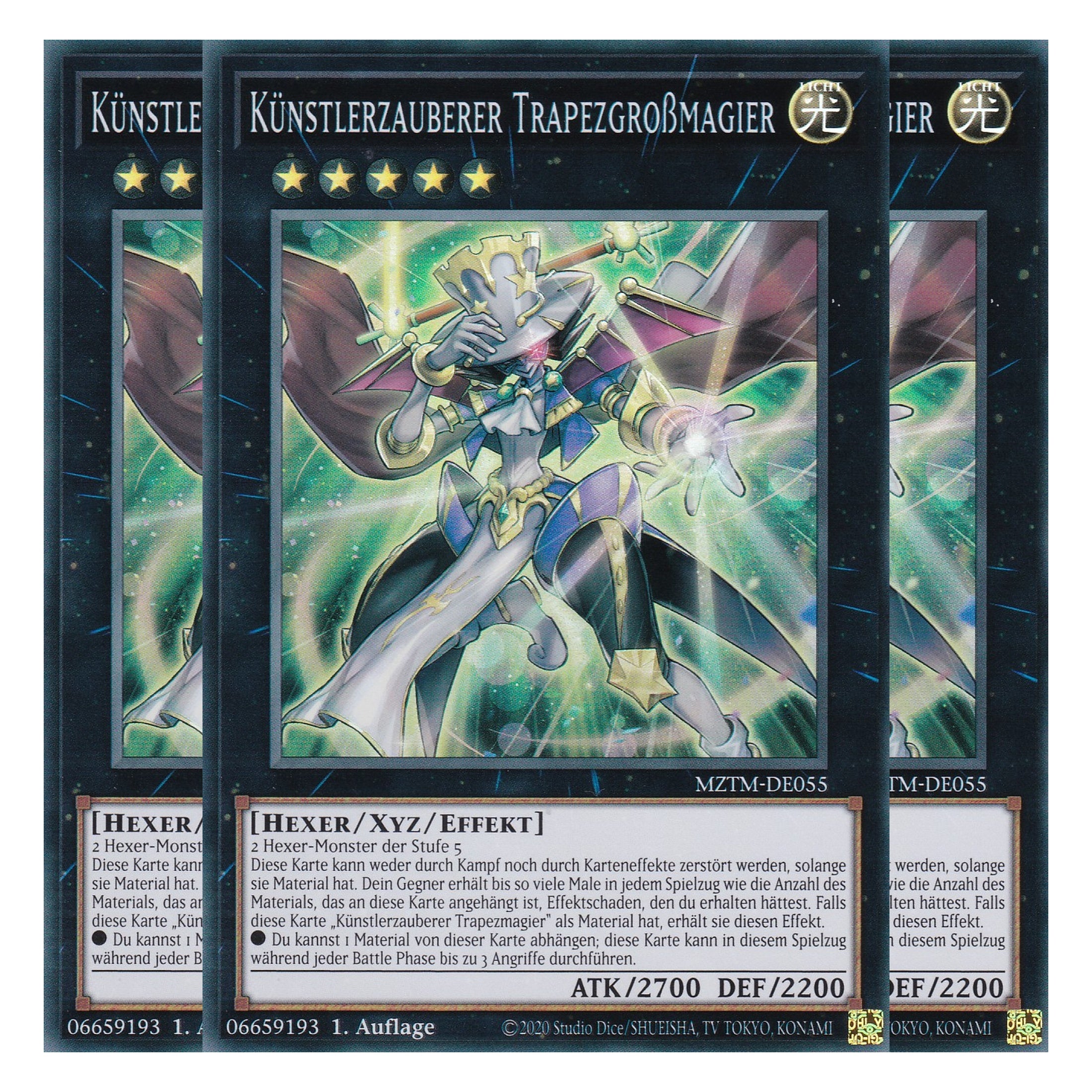 Künstlerzauberer Trapezgroßmagier - MZTM-DE055 - Super Rare - Deutsch - 1. Auflage - Maze of the Master - Playset (3 Kopien) - Yu-Gi-Oh!