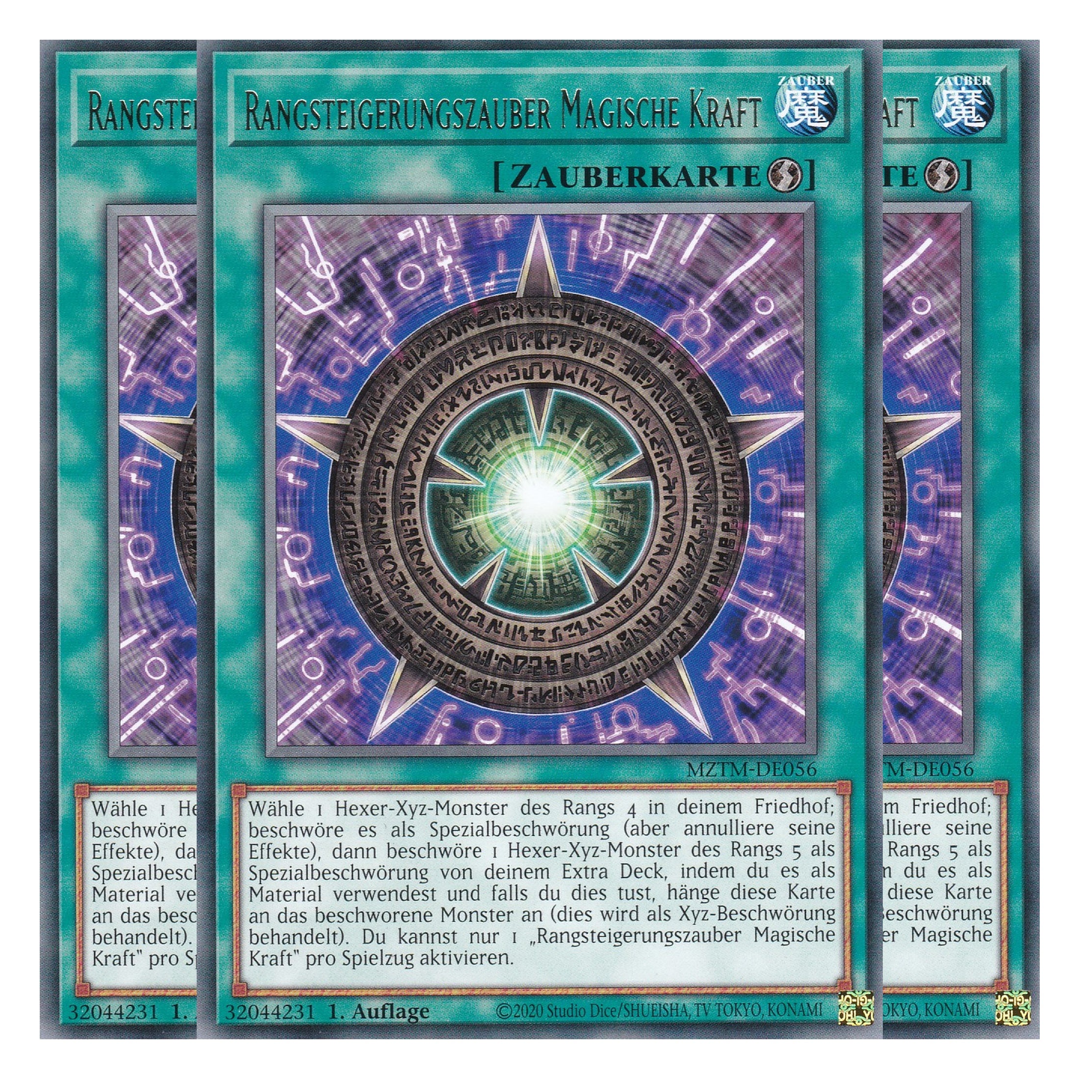 Rangsteigerungszauber Magische Kraft - MZTM-DE056 - Rare - Deutsch - 1. Auflage - Maze of the Master - Playset (3 Kopien) - Yu-Gi-Oh!