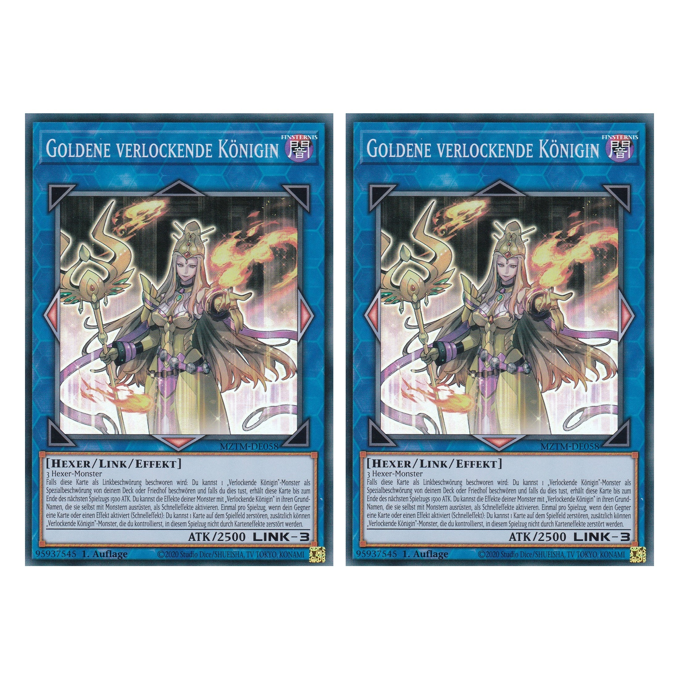 Goldene verlockende Königin - MZTM-DE058 - Super Rare - Deutsch - 1. Auflage - Maze of the Master - Duo Set (2 Stück) - Yu-Gi-Oh!