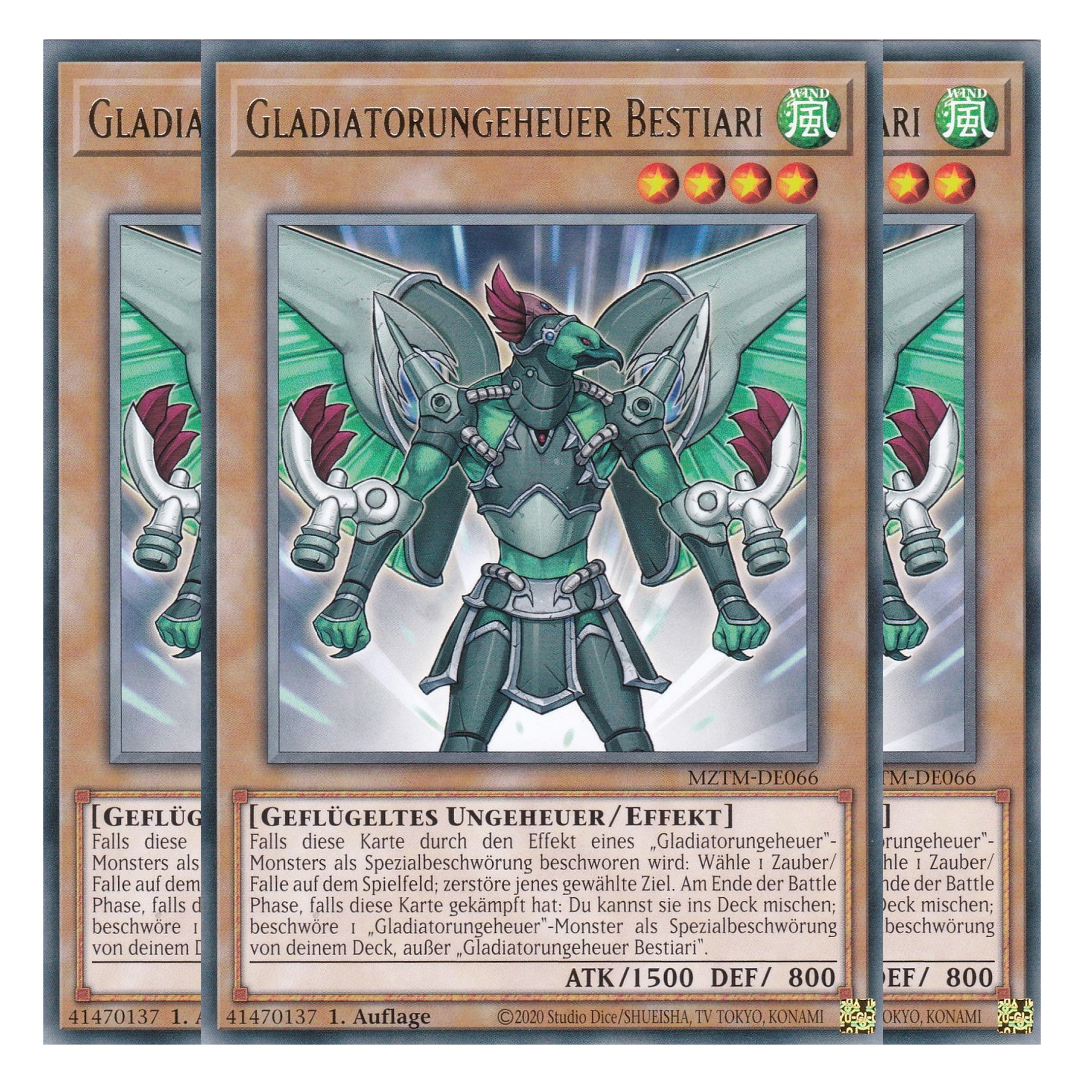 Gladiatorungeheuer Bestiari - MZTM-DE066 - Rare - Deutsch - 1. Auflage - Maze of the Master - Playset (3 Kopien) - Yu-Gi-Oh