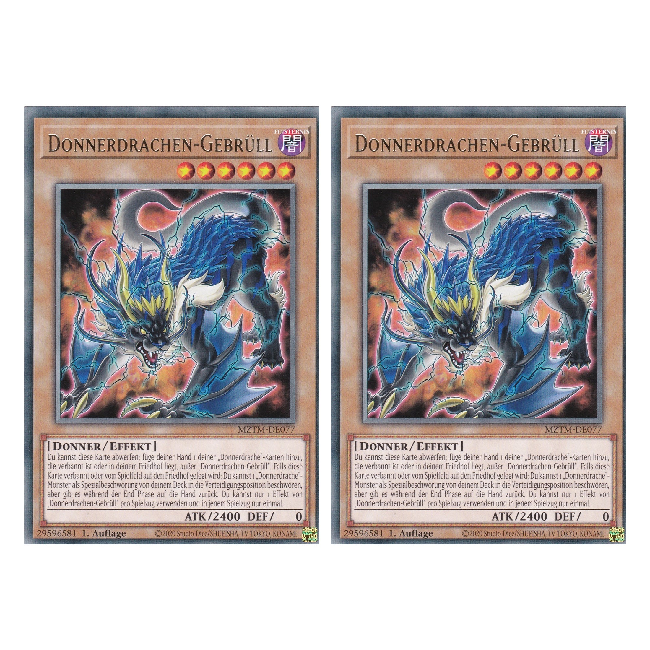 Donnerdrachen-Gebrüll - MZTM-DE077 - Rare - Deutsch - 1. Auflage - Maze of the Master - Duo Set (2 Stück) - Yu-Gi-Oh!