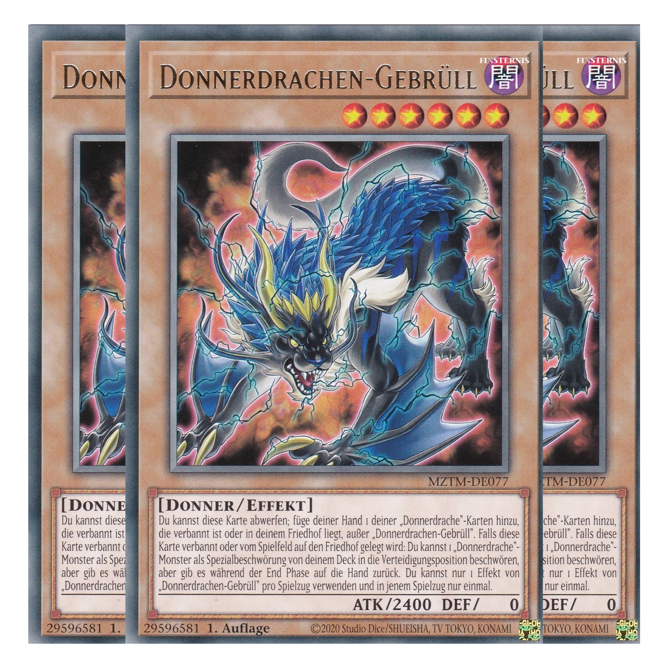 Donnerdrachen-Gebrüll - MZTM-DE077 - Rare - Deutsch - 1. Auflage - Maze of the Master - Playset (3 Kopien) - Yu-Gi-Oh!