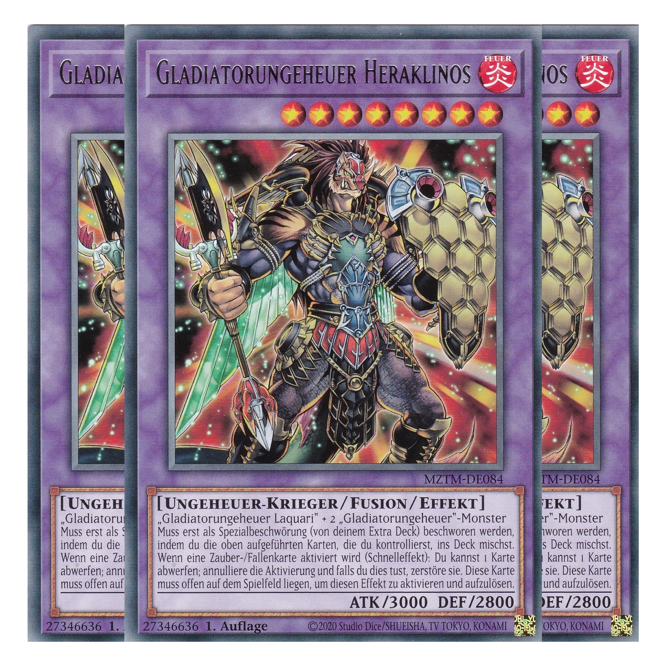 Gladiatorungeheuer Heraklinos - MZTM-DE084 - Rare - Deutsch - 1. Auflage - Maze of the Master - Playset (3 Kopien) - Yu-Gi-Oh!