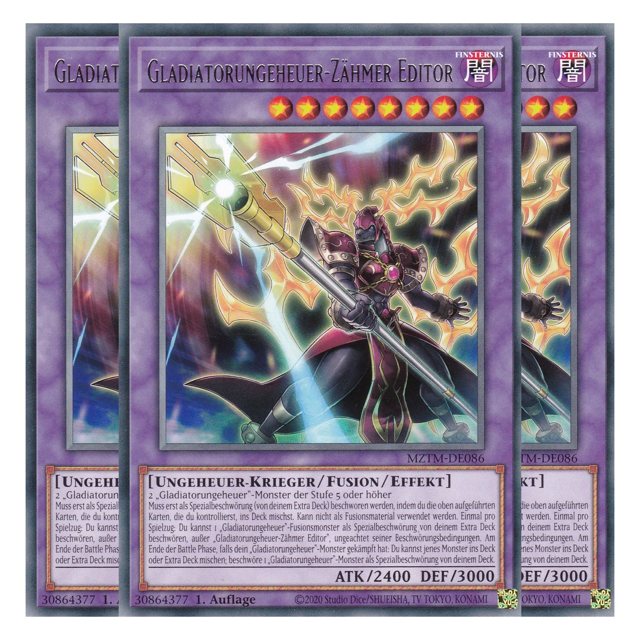 Gladiatorungeheuer-Zähmer Editor - MZTM-DE086 - Rare - Deutsch - 1. Auflage - Maze of the Master - Playset (3 Kopien) - Yu-Gi-Oh!