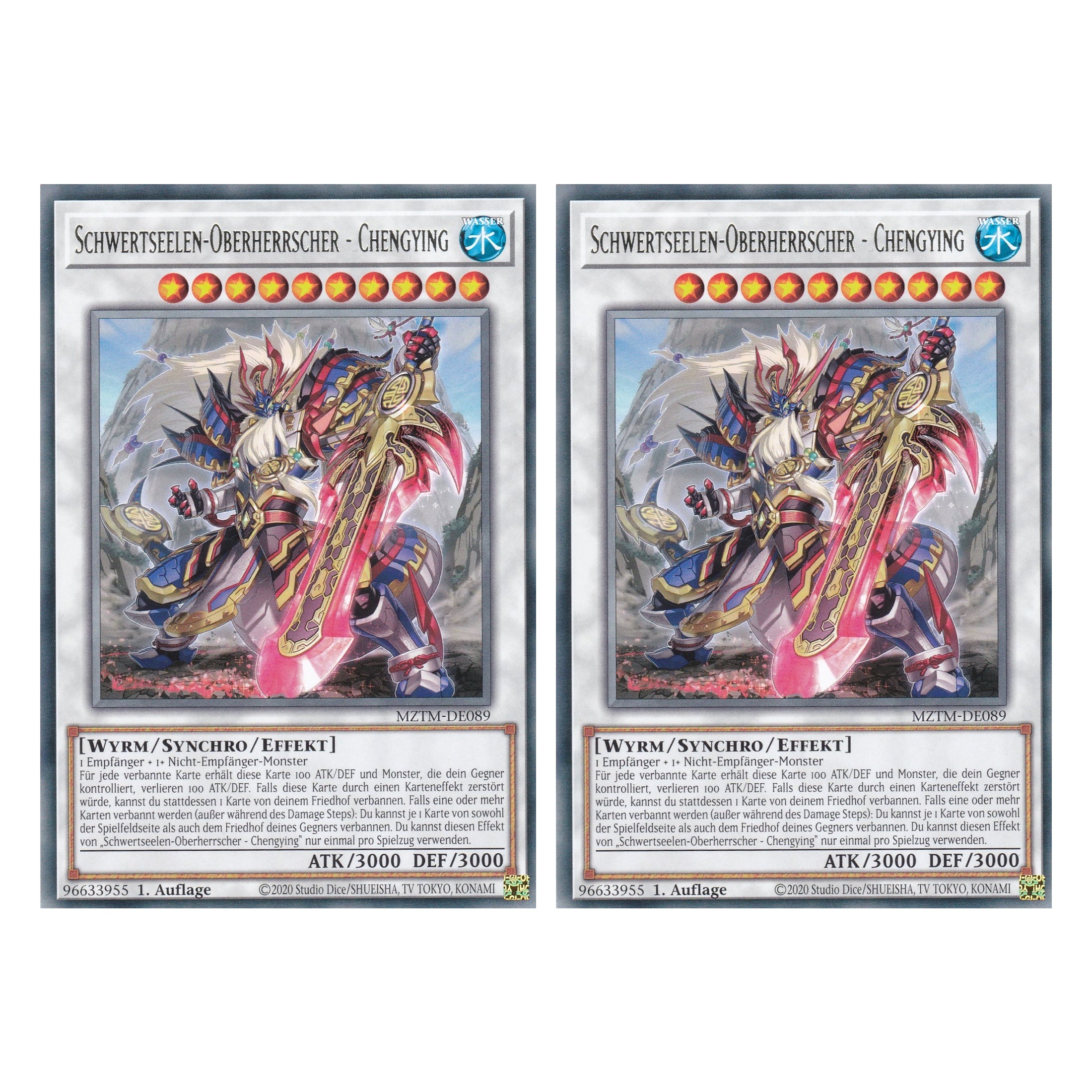 Schwertseelen-Oberherrscher - Chengying - MZTM-DE089 - Rare - Deutsch - 1. Auflage - Maze of the Master - Duo Set (2 Stück) - Yu-Gi-Oh!