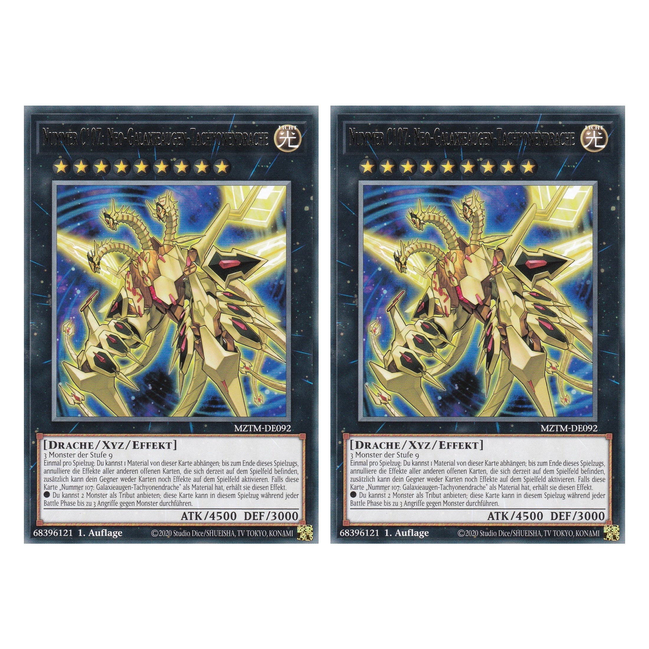 Nummer C107: Neo-Galaxieaugen-Tachyonendrache - MZTM-DE092 - Rare - Deutsch - 1. Auflage - Maze of the Master - Duo Set (2 Stück) - Yu-Gi-Oh!