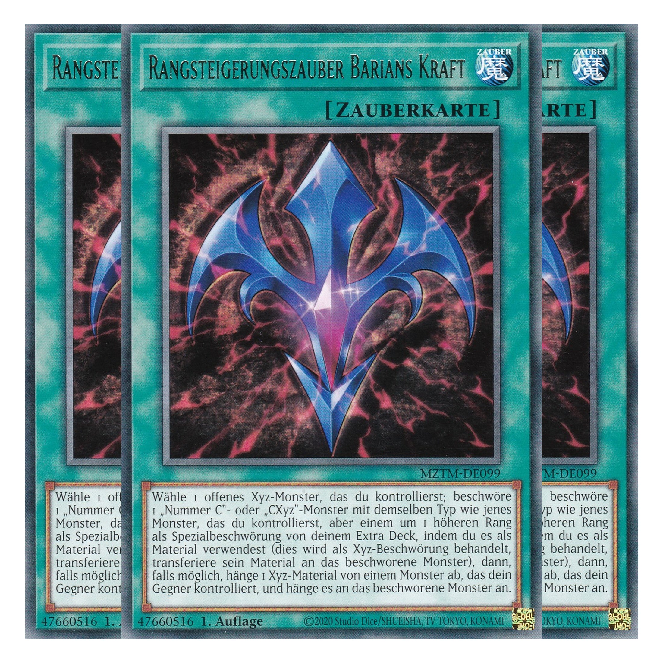 Rangsteigerungszauber Barians Kraft - MZTM-DE099 - Rare - Deutsch - 1. Auflage - Maze of the Master - Playset (3 Kopien) - Yu-Gi-Oh!