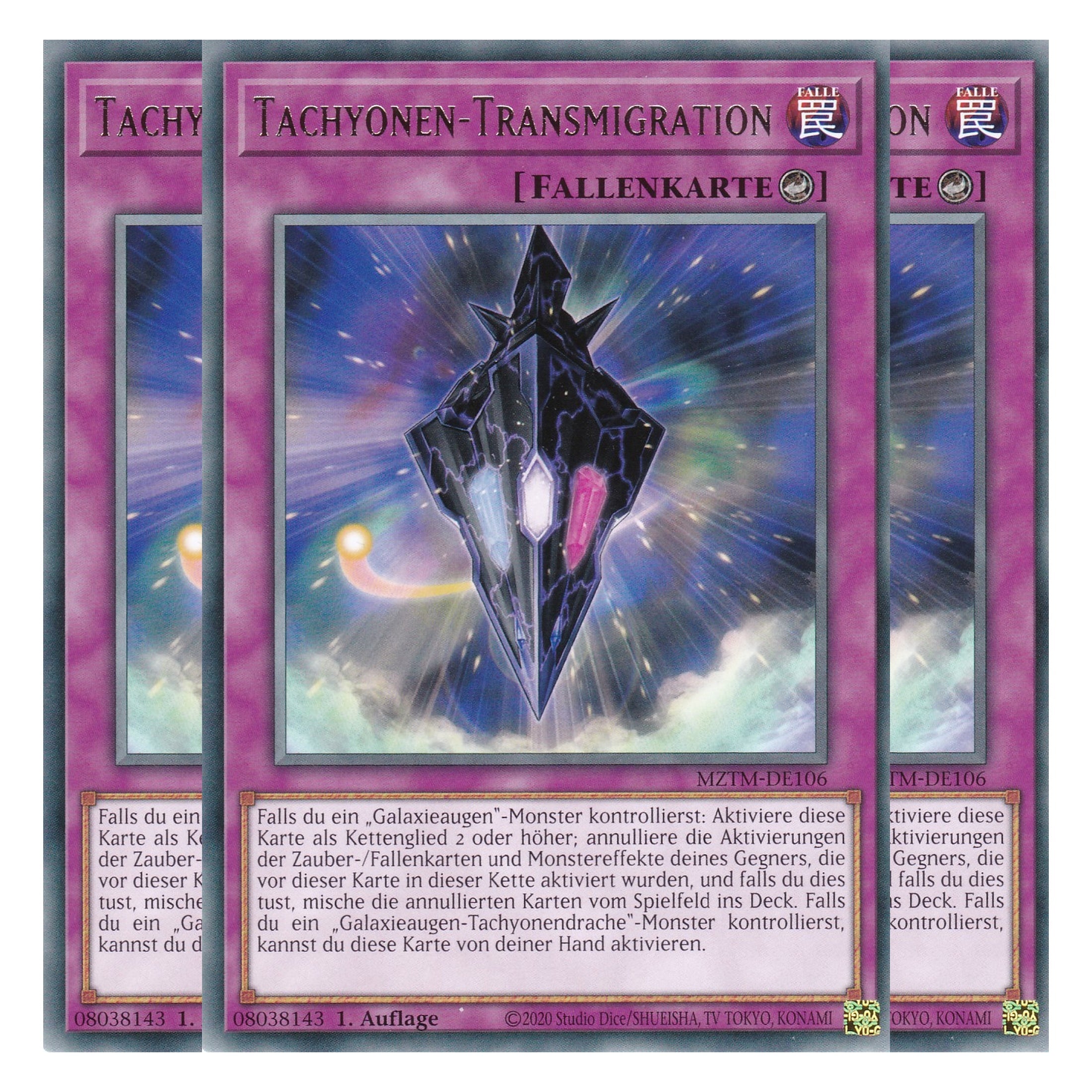 Tachyonen-Transmigration - MZTM-DE106 - Rare - Deutsch - 1. Auflage - Maze of the Master - Playset (3 Kopien) - Yu-Gi-Oh!