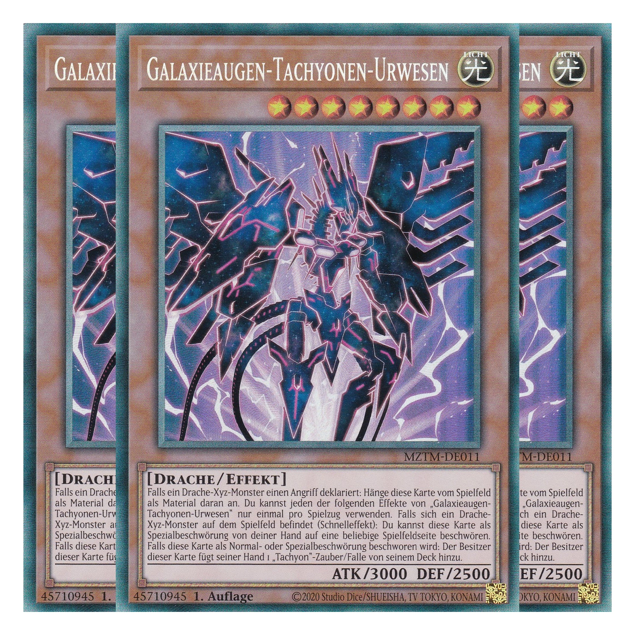 Galaxieaugen-Tachyonen-Urwesen - MZTM-DE011 - Collector’s Rare - Deutsch - 1. Auflage - Maze of the Master - Playset (3 Kopien) - Yu-Gi-Oh!