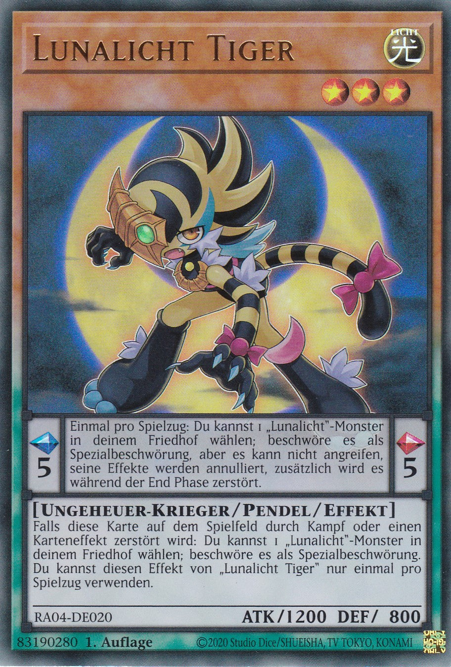 Lunalicht Tiger - RA04-DE020 - Ultra Rare - Deutsch - 1. Auflage - Quarter Century Stampede