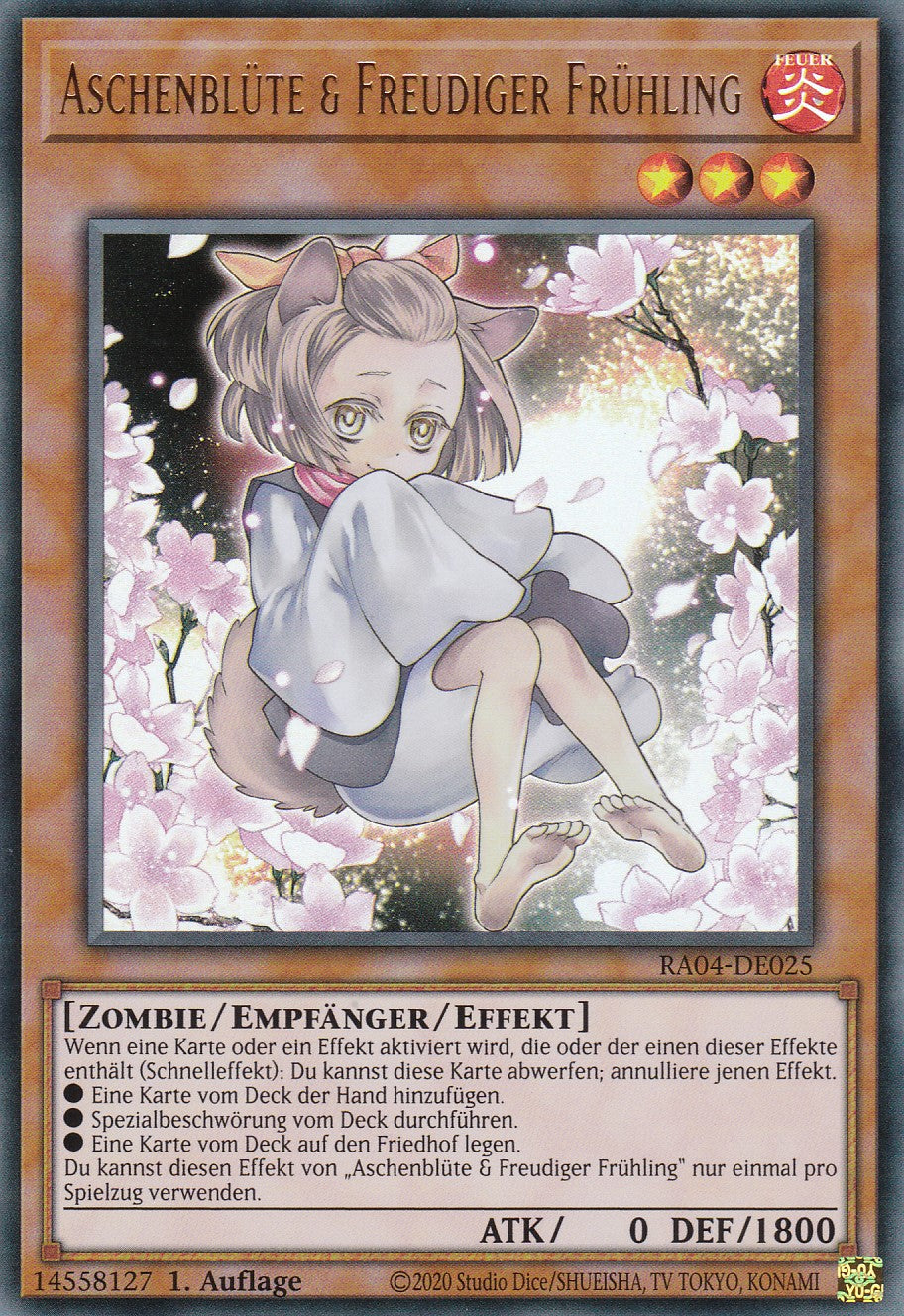 Aschenblüte & Freudiger Frühling - RA04-DE025 - Ultra Rare - Deutsch - 1. Auflage - Quarter Century Stampede