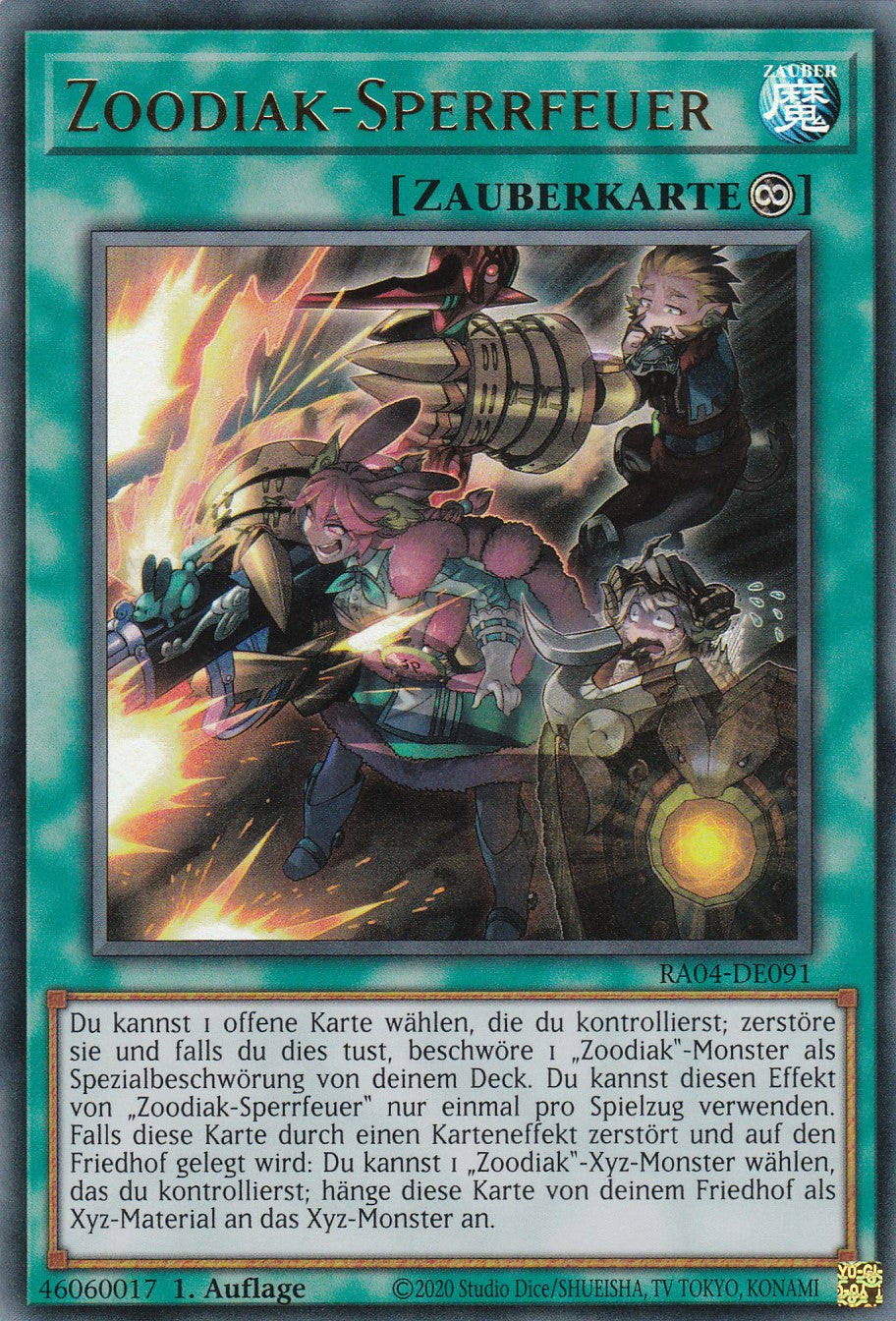 Zoodiak-Sperrfeuer - RA04-DE091 - Ultra Rare - Deutsch - 1. Auflage - Quarter Century Stampede
