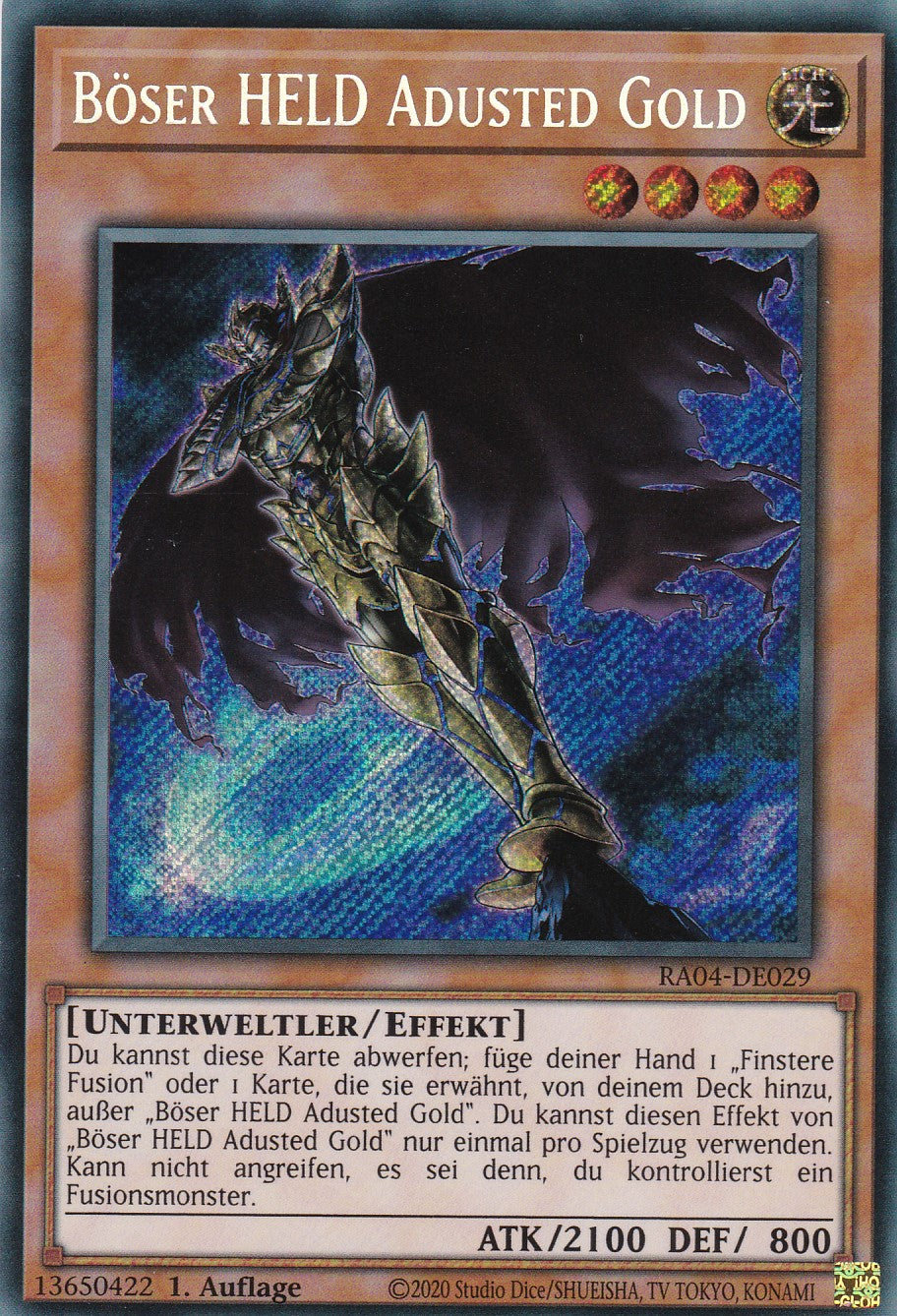 Böser HELD Adusted Gold - RA04-DE029 - Secret Rare - Deutsch - 1. Auflage - Quarter Century Stampede