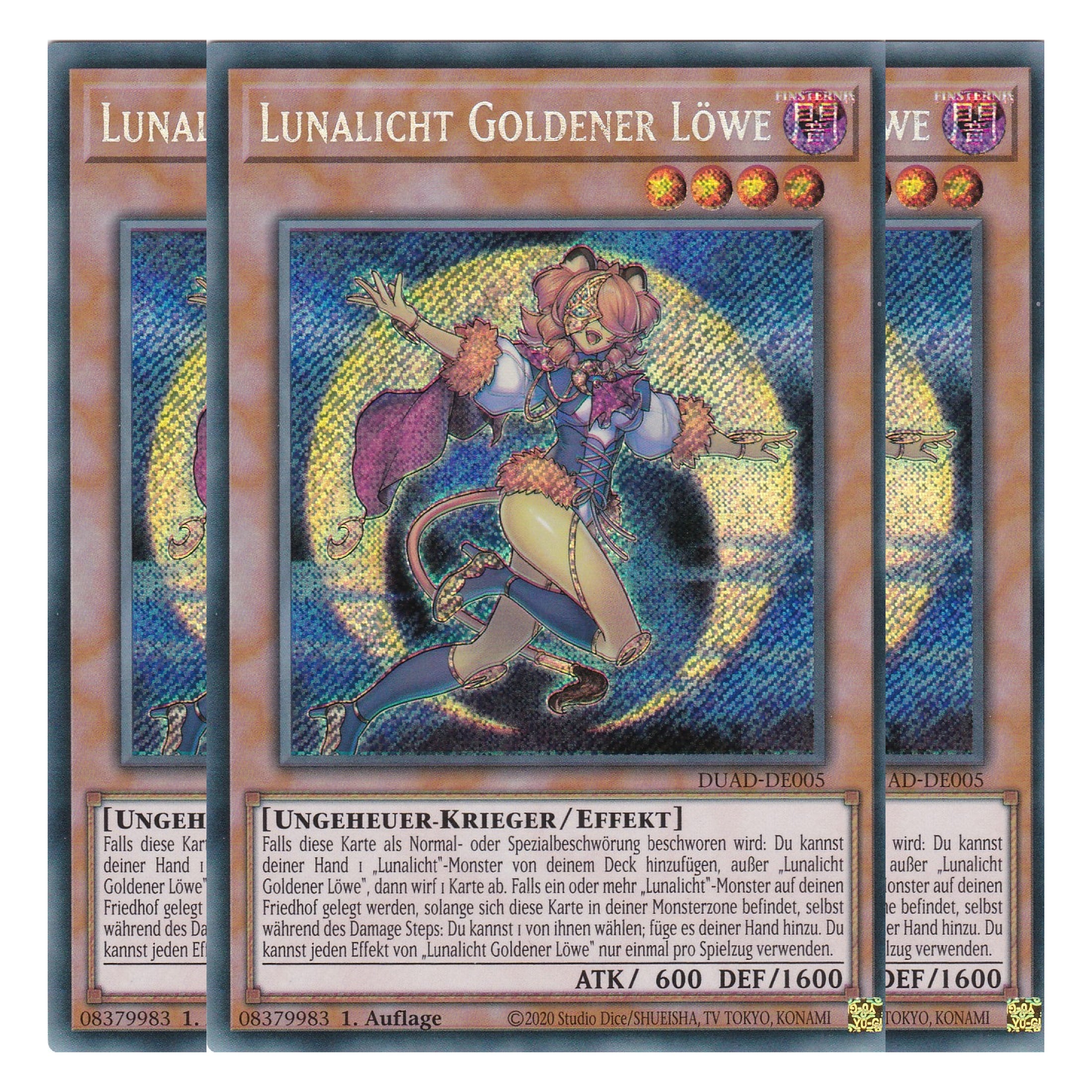 Lunalicht Goldener Löwe - DUAD-DE005 - Secret Rare - Deutsch - 1. Auflage - Duelist’s Advance - Playset (3 Kopien) - Yu-Gi-Oh!