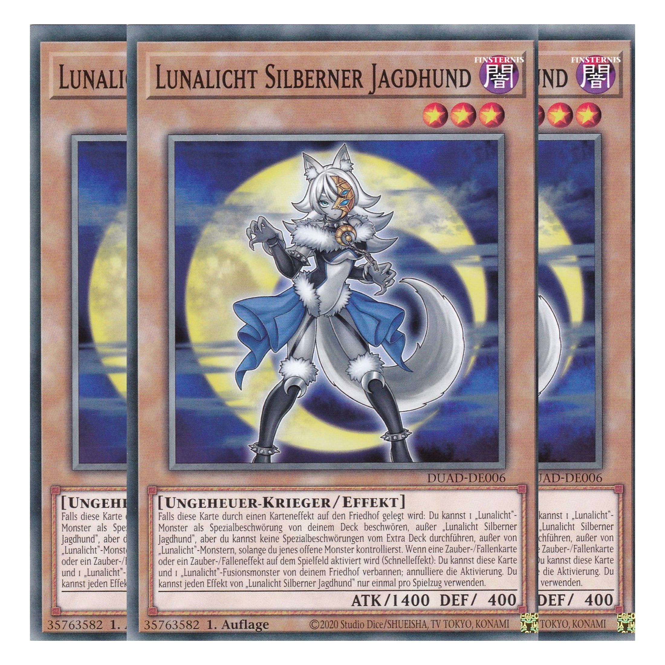 Lunalicht Silberner Jagdhund - DUAD-DE006 - Common - Deutsch - 1. Auflage - Duelist’s Advance - Playset (3 Kopien) - Yu-Gi-Oh!