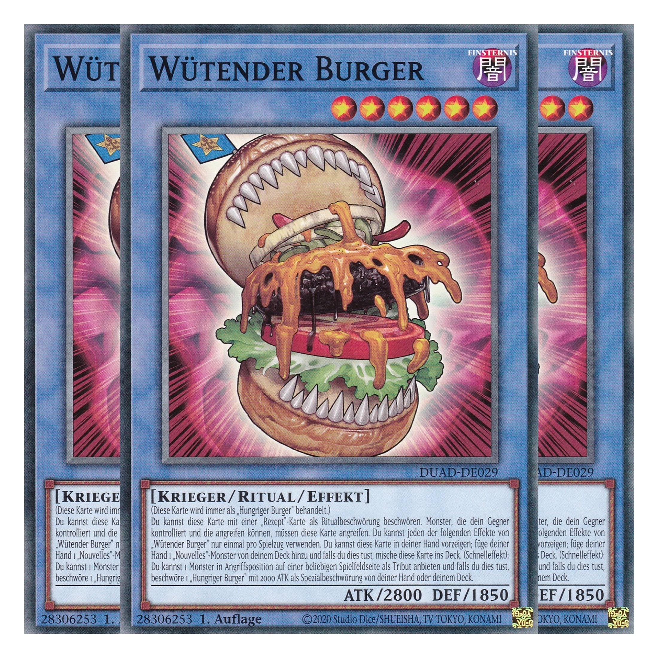 Wütender Burger - DUAD-DE029 - Common - Deutsch - 1. Auflage - Duelist’s Advance - Playset (3 Kopien) - Yu-Gi-Oh!