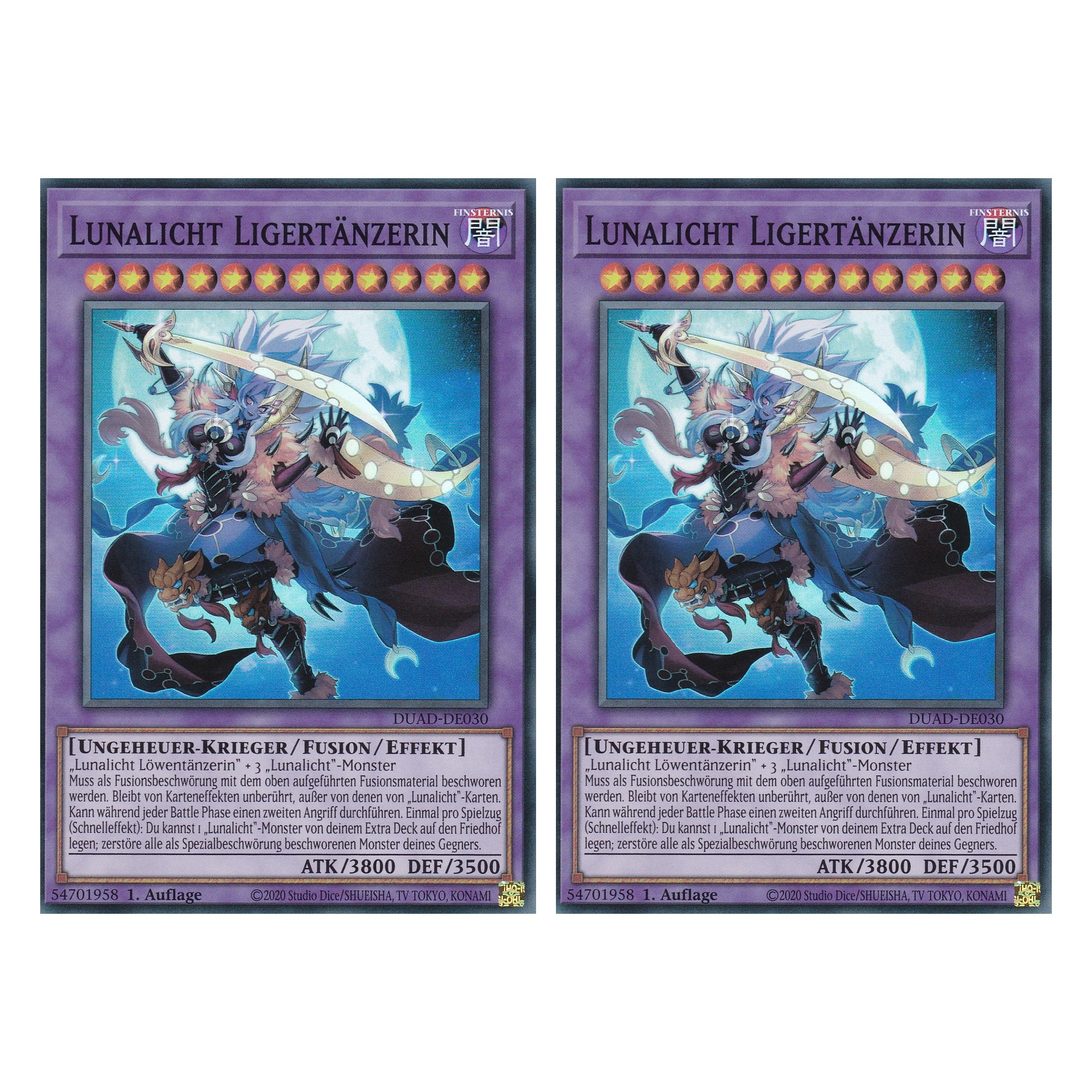 Lunalicht Ligertänzerin - DUAD-DE030 - Super Rare - Deutsch - 1. Auflage - Duelist’s Advance - Duo Set (2 Stück) - Yu-Gi-Oh!