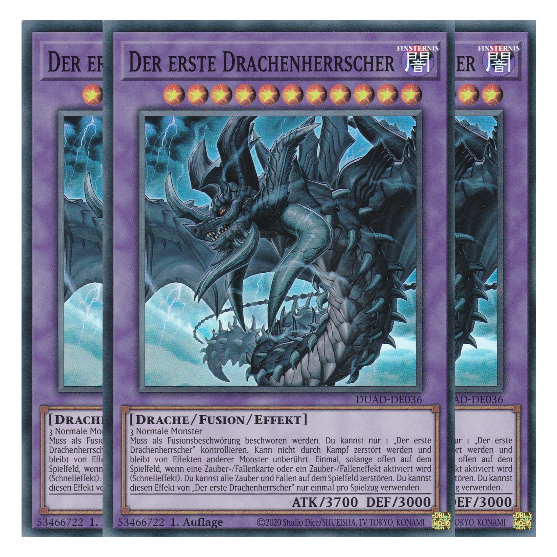 Der erste Drachenherrscher - DUAD-DE036 - Super Rare - Deutsch - 1. Auflage - Duelist’s Advance - Playset (3 Kopien) - Yu-Gi-Oh!
