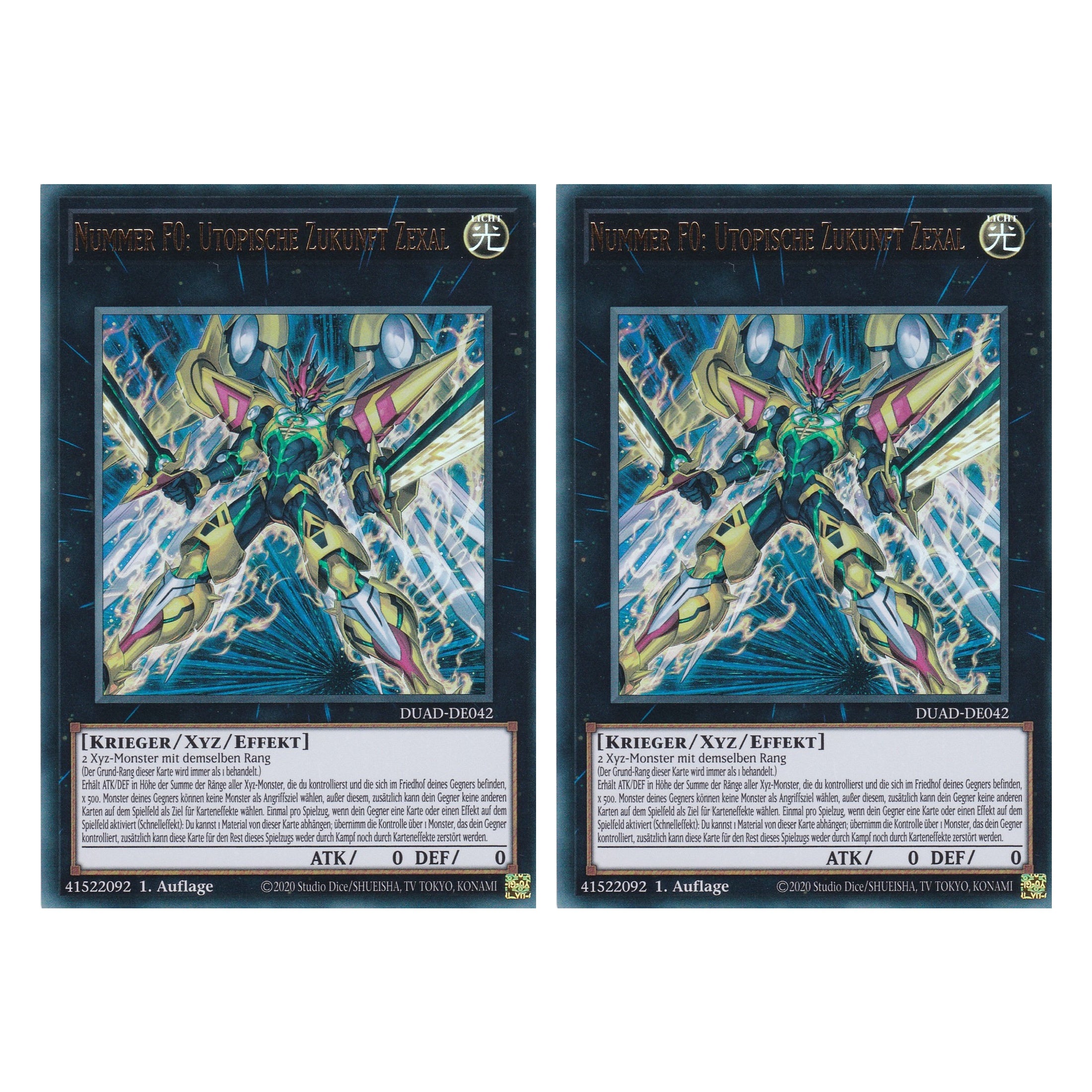 Nummer F0: Utopische Zukunft Zexal - DUAD-DE042 - Ultra Rare - Deutsch - 1. Auflage - Duelist’s Advance - Duo Set (2 Stück) - Yu-Gi-Oh!