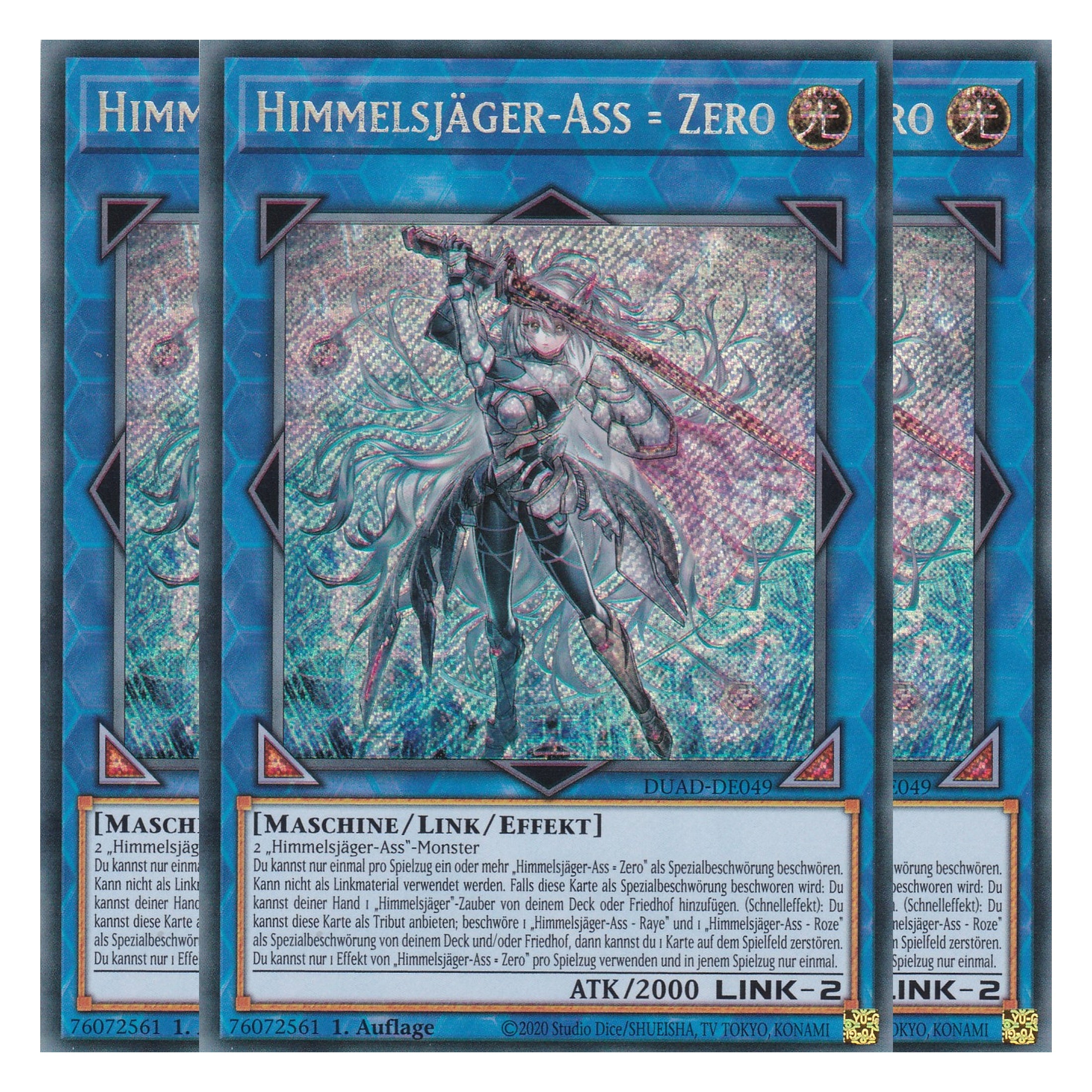 Himmelsjäger-Ass = Zero - DUAD-DE049 - Secret Rare - Deutsch - 1. Auflage - Duelist’s Advance - Playset (3 Kopien) - Yu-Gi-Oh!