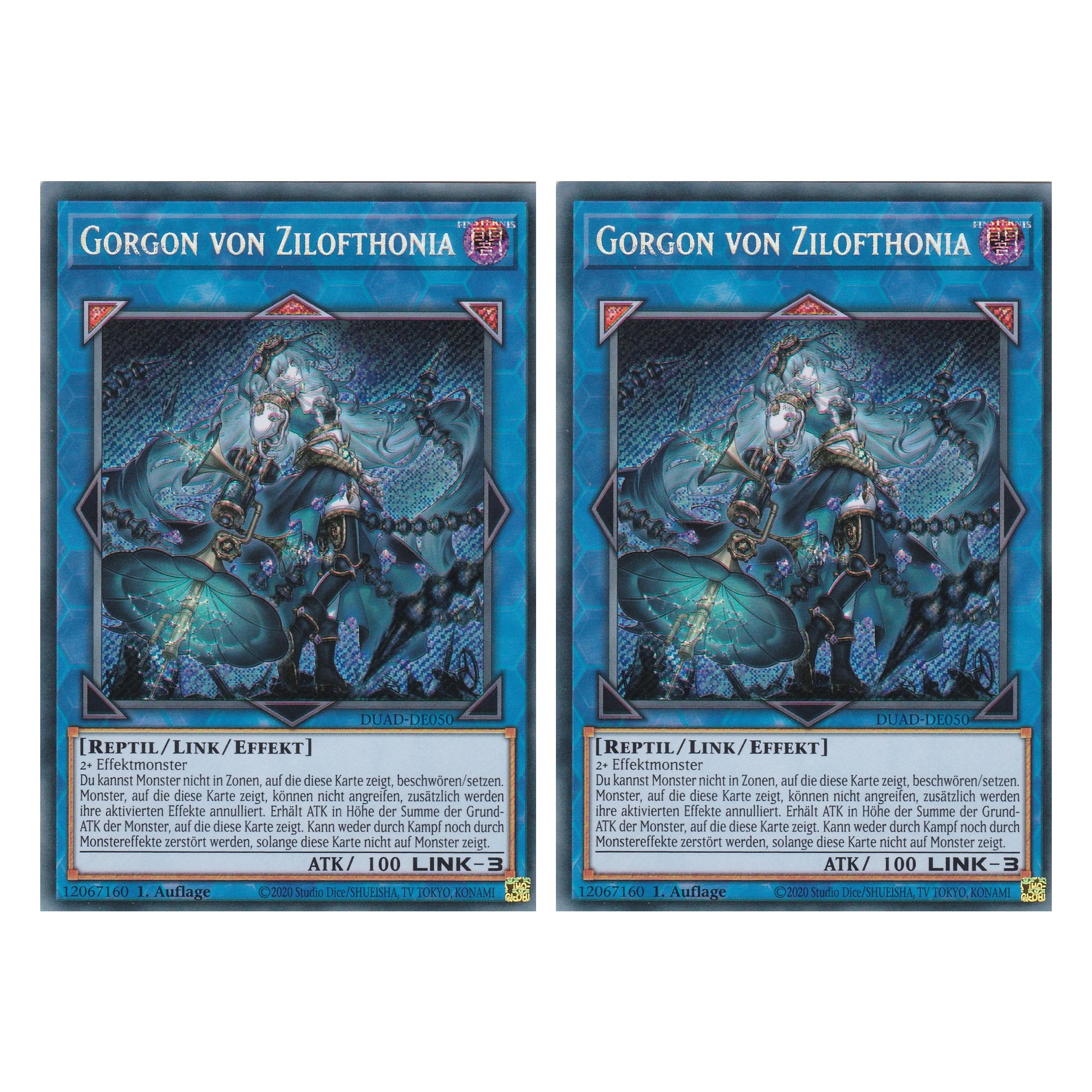 Gorgon von Zilofthonia - DUAD-DE050 - Secret Rare - Deutsch - 1. Auflage - Duelist’s Advance - Duo Set (2 Stück) - Yu-Gi-Oh!