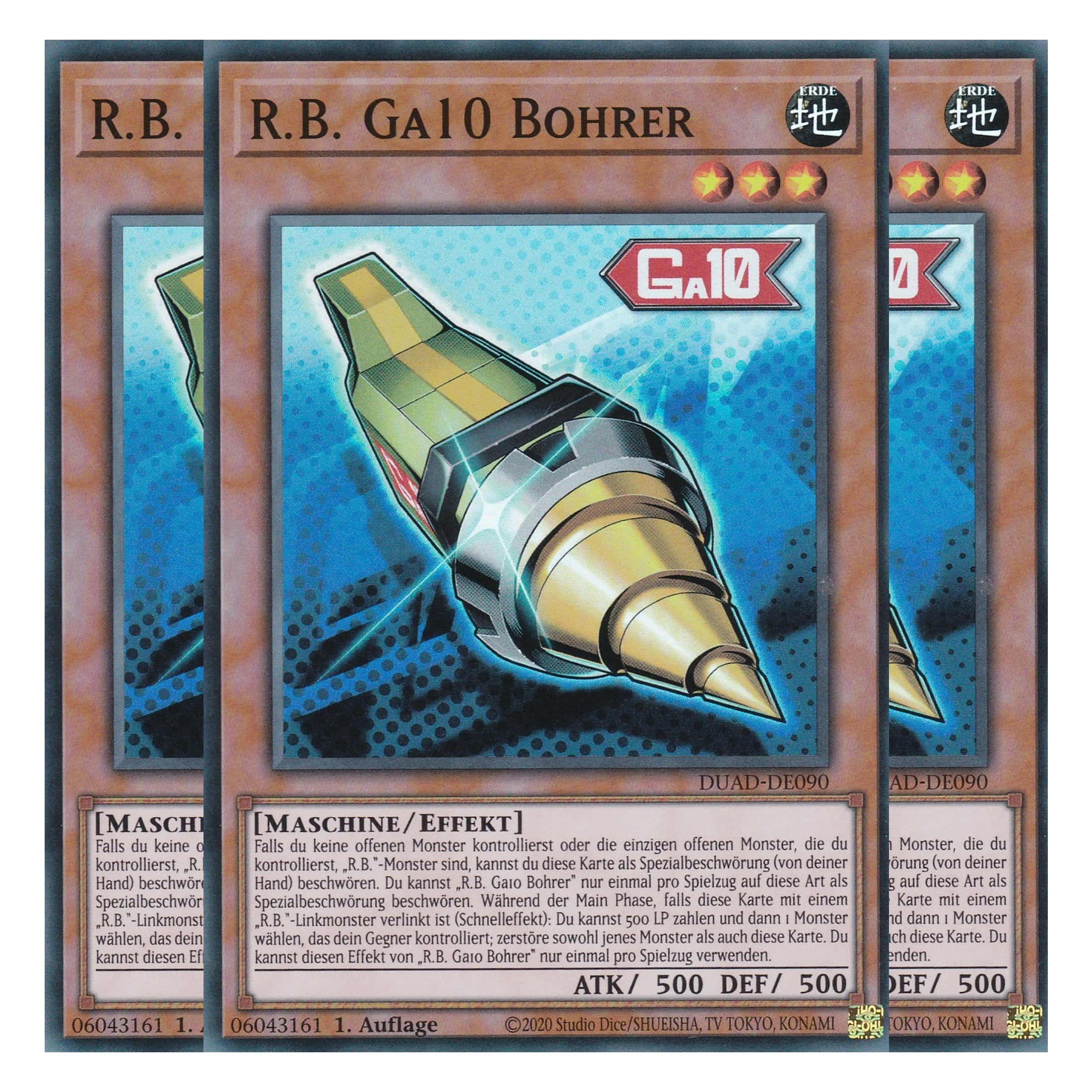R.B. Ga10 Bohrer - DUAD-DE090 - Super Rare - Deutsch - 1. Auflage - Duelist’s Advance - Playset (3 Kopien) - Yu-Gi-Oh!