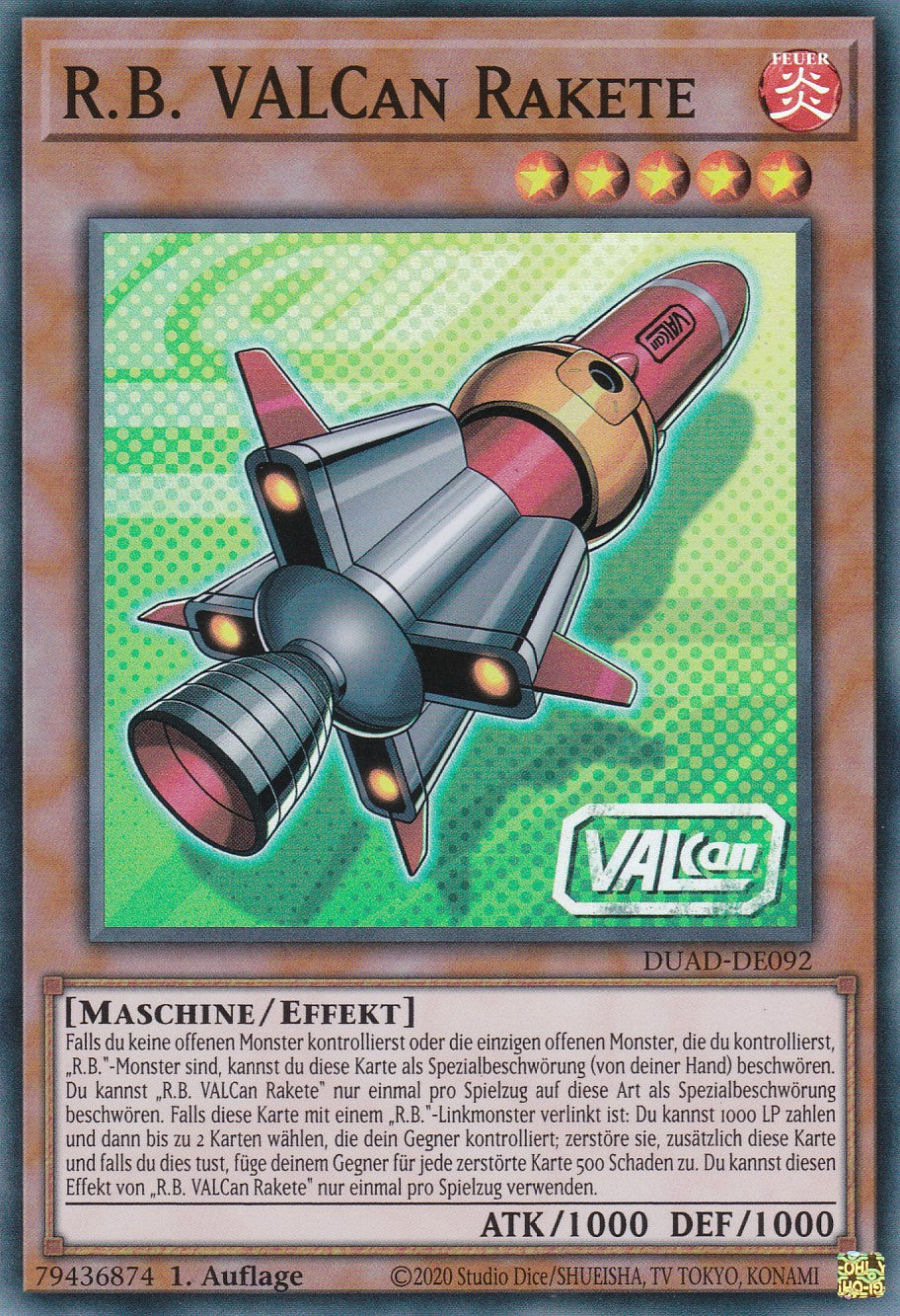 R.B. VALCan Rakete - DUAD-DE092 - Super Rare - Deutsch - 1. Auflage - Duelist's Advance