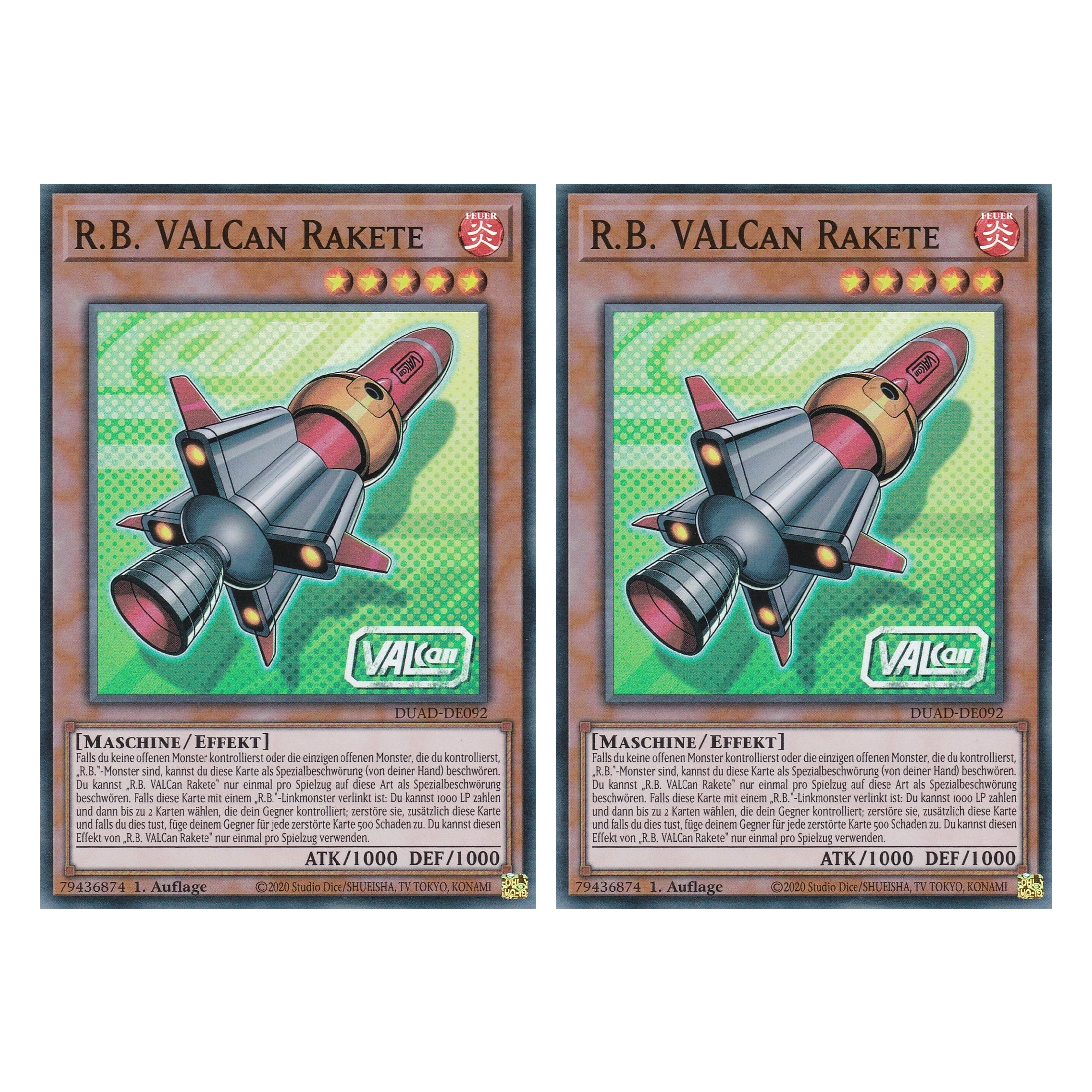 R.B. VALCan Rakete - DUAD-DE092 - Super Rare - Deutsch - 1. Auflage - Duelist’s Advance - Duo Set (2 Stück) - Yu-Gi-Oh!