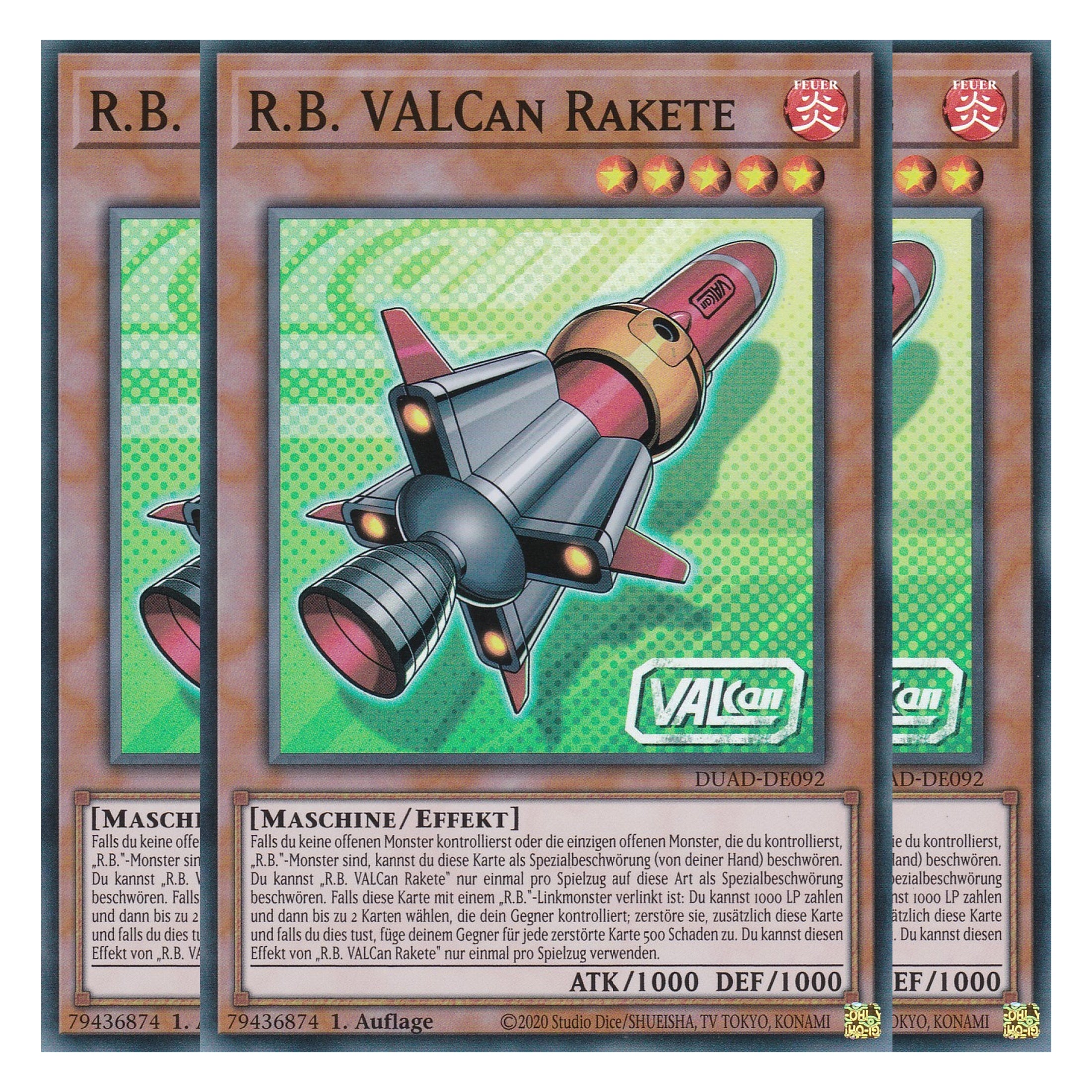 R.B. VALCan Rakete - DUAD-DE092 - Super Rare - Deutsch - 1. Auflage - Duelist’s Advance - Playset (3 Kopien) - Yu-Gi-Oh!
