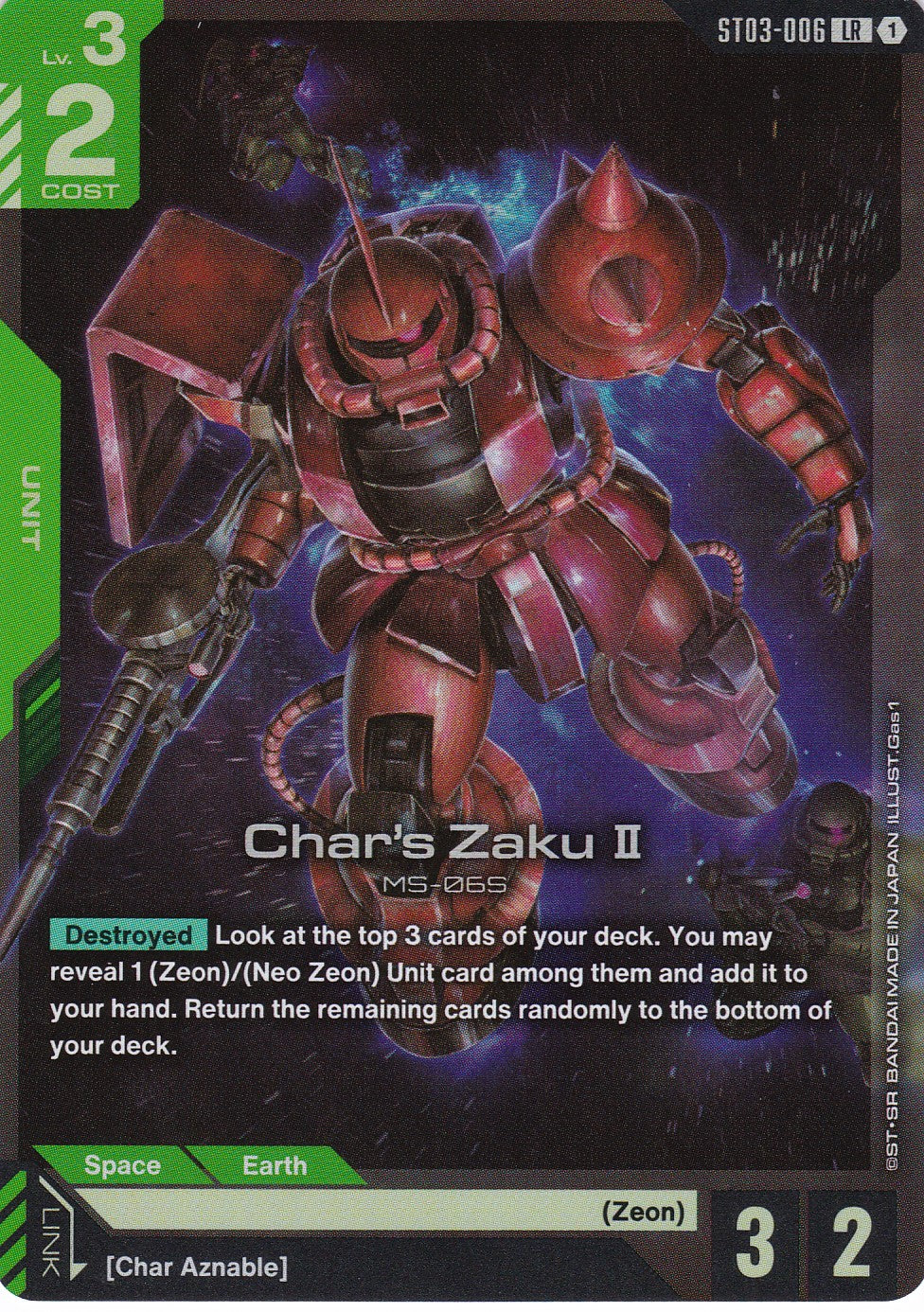 Char's Zaku II MS-06S - ST03-006 - Legend Rare - Zeon's Rush - GUNDAM TCG