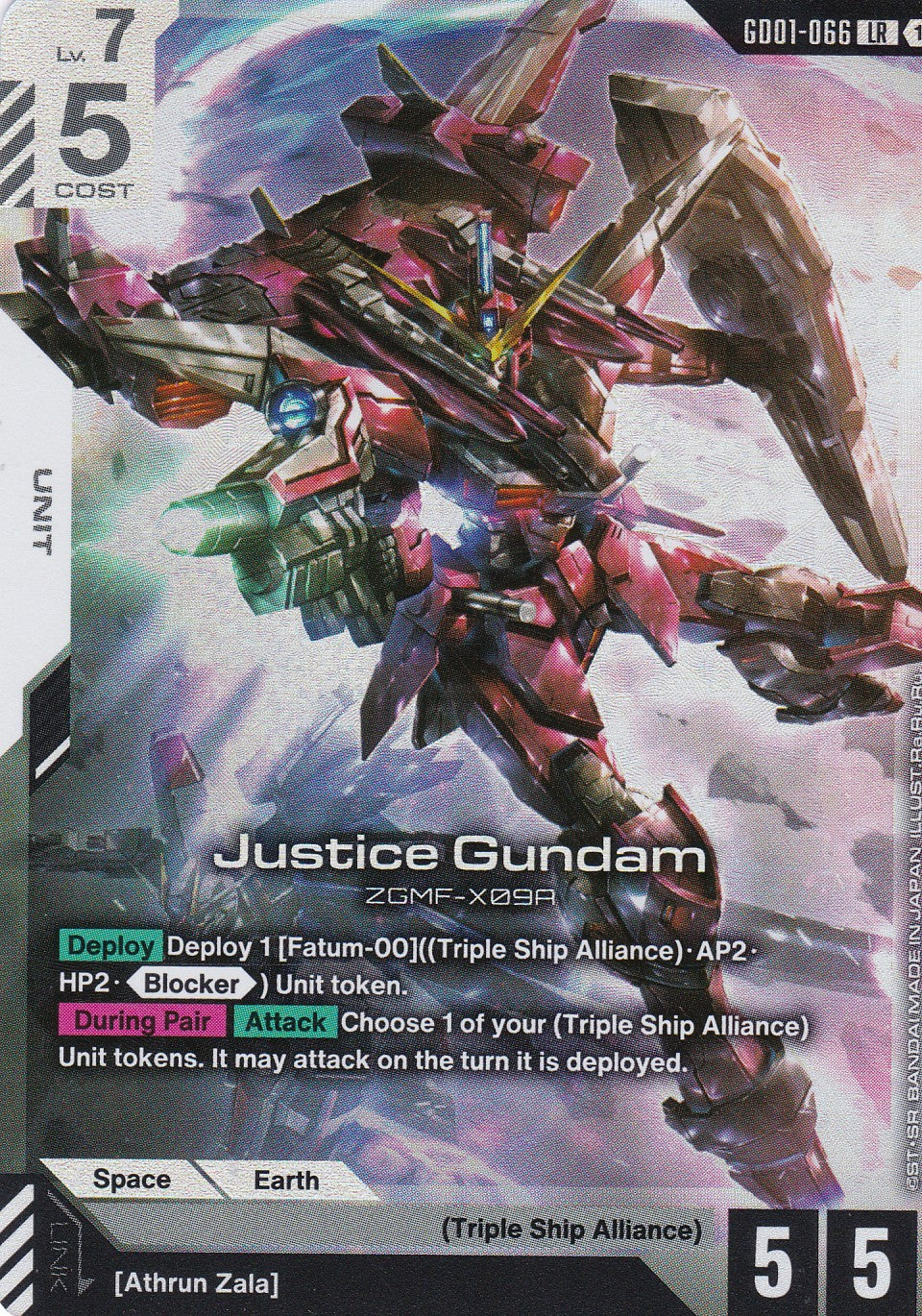 Justice Gundam ZGMF-X09A - GD01-066 - Legend Rare - Newtype Rising - GUNDAM TCG