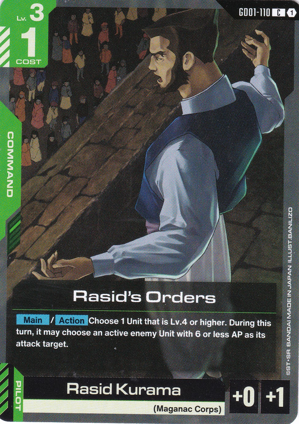Rasid's Orders - GD01-110 - Common - Newtype Rising - GUNDAM TCG