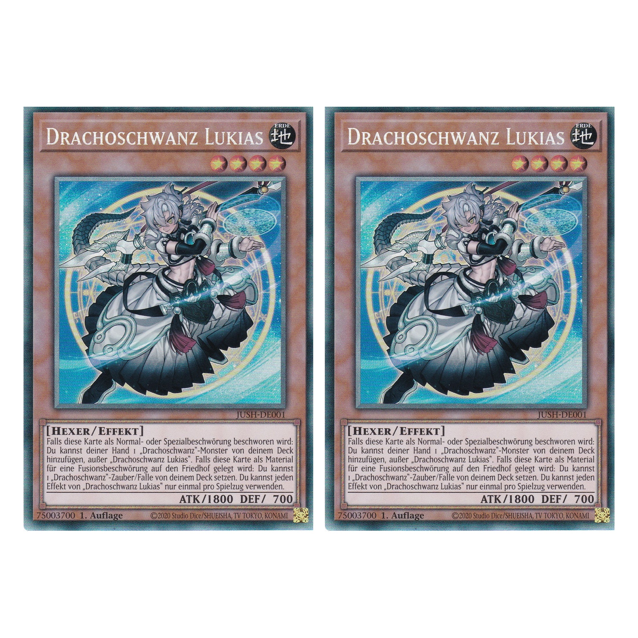 Drachoschwanz Lukias - JUSH-DE001 - Collector’s Rare - Deutsch - 1. Auflage - Justice Hunters - Duo Set (2 Stück) - Yu-Gi-Oh!