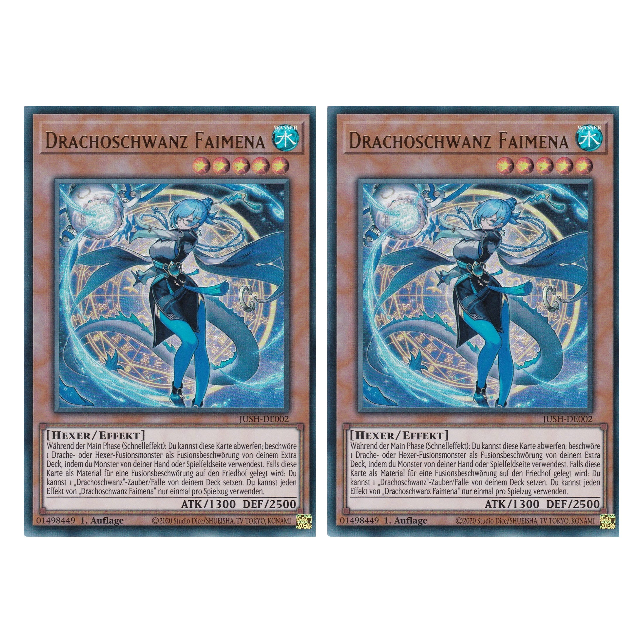 Drachoschwanz Faimena - JUSH-DE002 - Ultra Rare - Deutsch - 1. Auflage - Justice Hunters - Duo Set (2 Stück) - Yu-Gi-Oh!