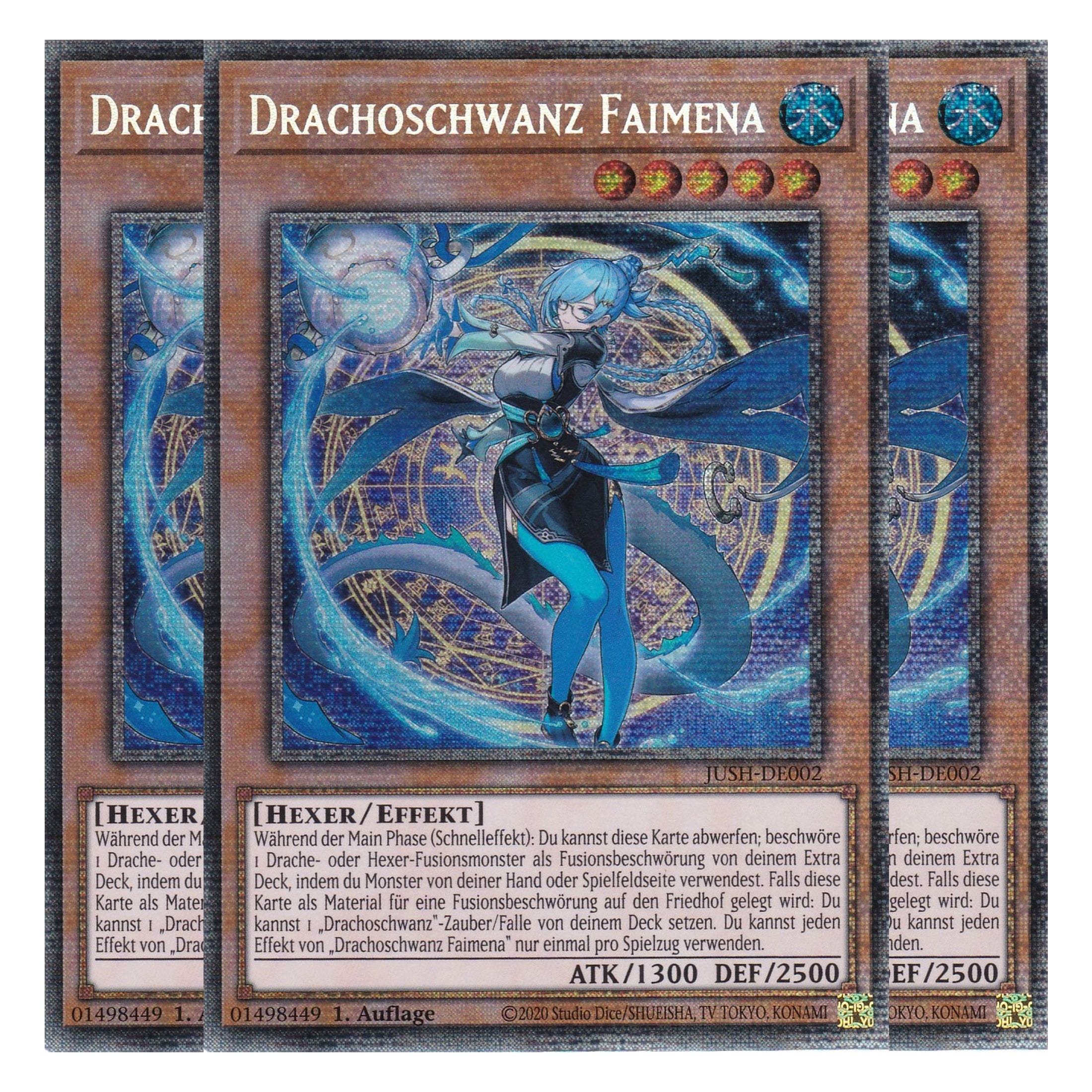 Drachoschwanz Faimena - JUSH-DE002 - Starlight Rare - Deutsch - 1. Auflage - Justice Hunters - Playset (3 Kopien) - Yu-Gi-Oh!