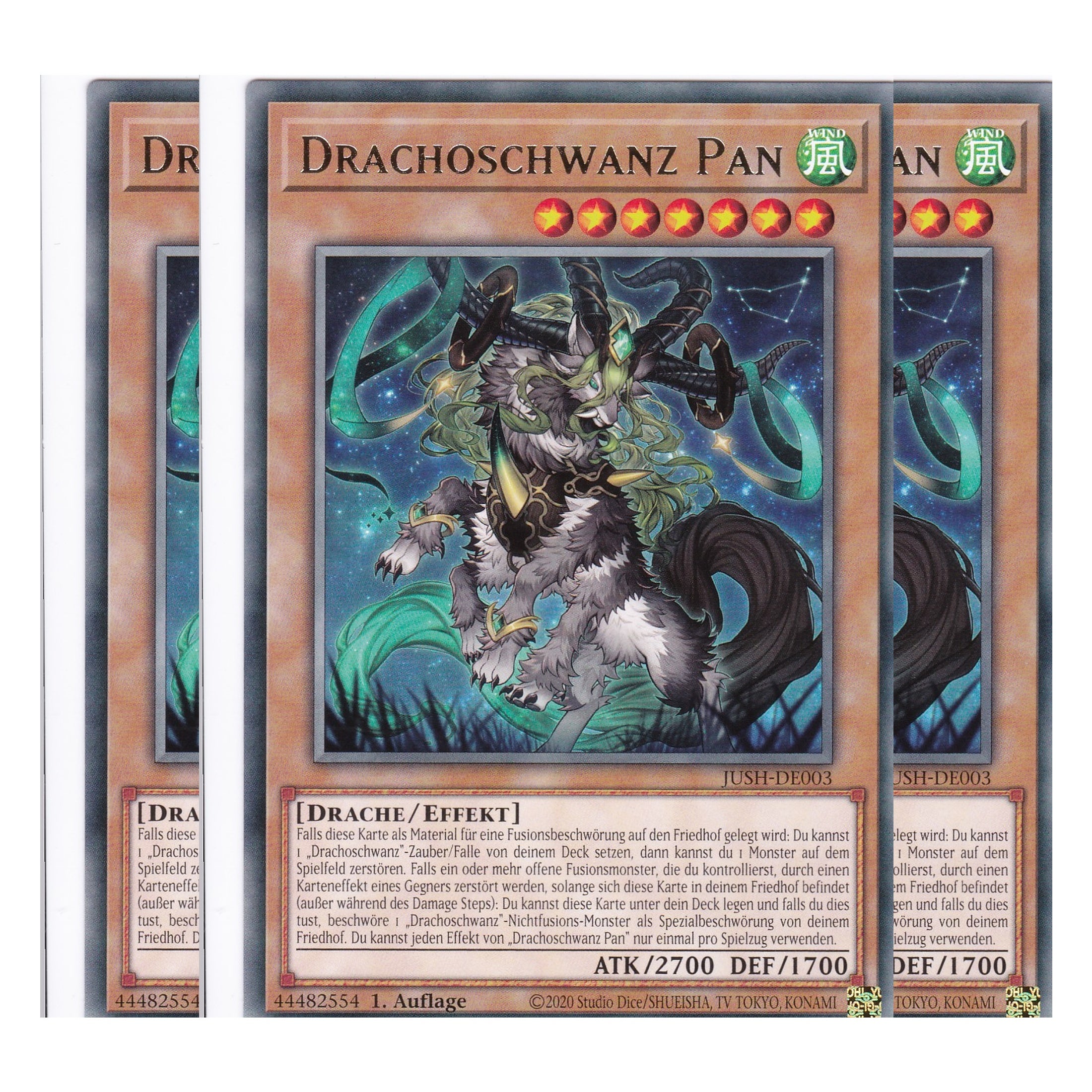 Drachoschwanz Pan - JUSH-DE003 - Rare - Deutsch - 1. Auflage - Justice Hunters - Playset (3 Kopien) - Yu-Gi-Oh!