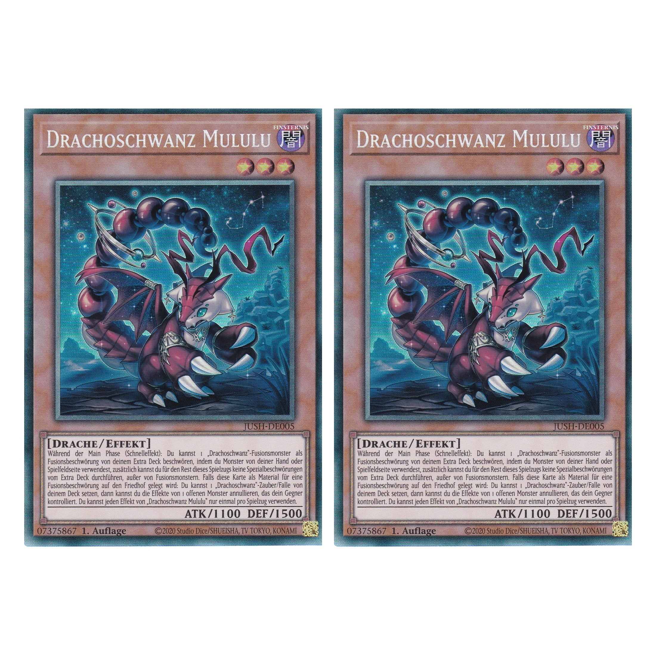 Drachoschwanz Mululu - JUSH-DE005 - Collector’s Rare - Deutsch - 1. Auflage - Justice Hunters - Duo Set (2 Stück) - Yu-Gi-Oh!