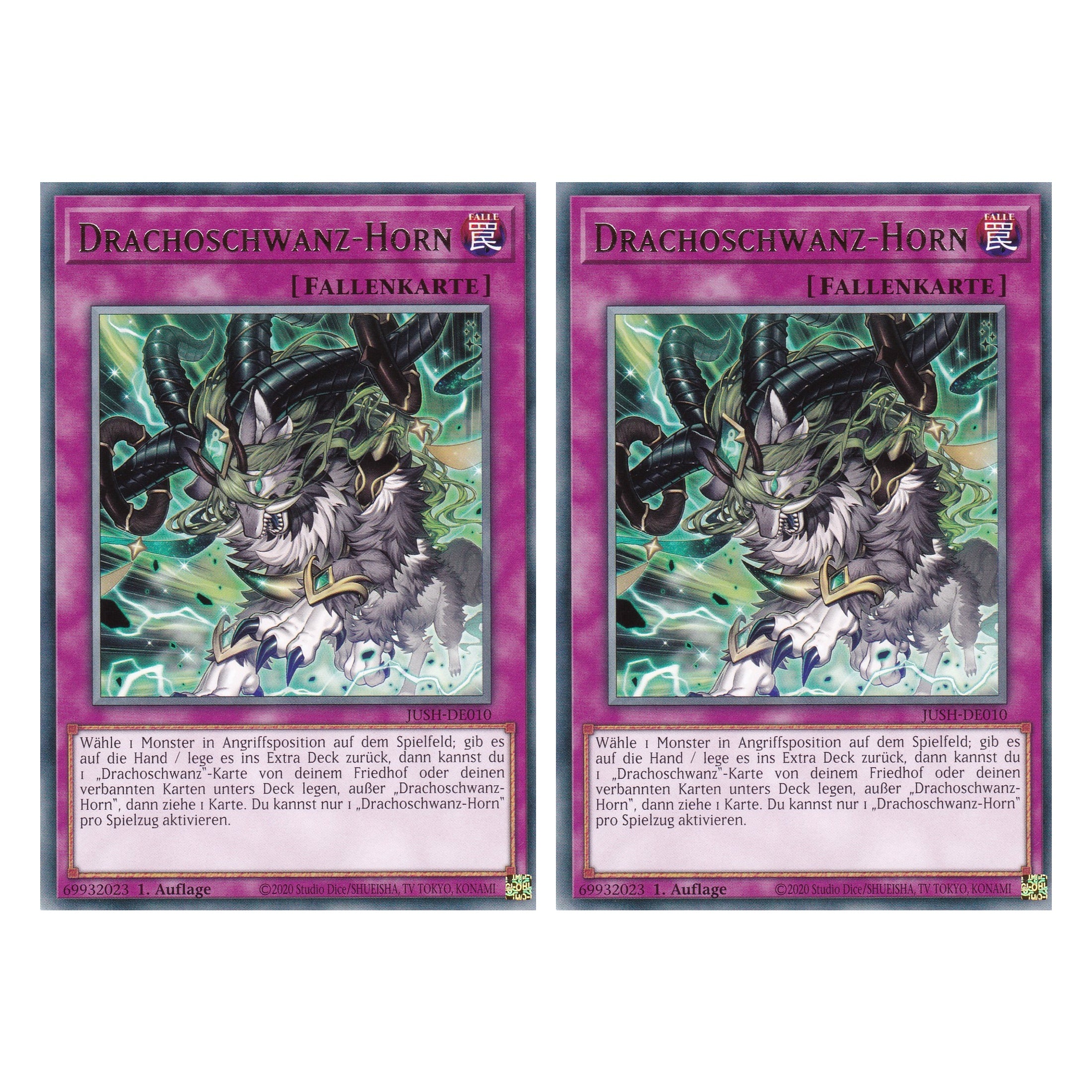 Drachoschwanz Horn - JUSH-DE010 - Rare - Deutsch - 1. Auflage - Justice Hunters - Duo Set (2 Stück) - Yu-Gi-Oh!