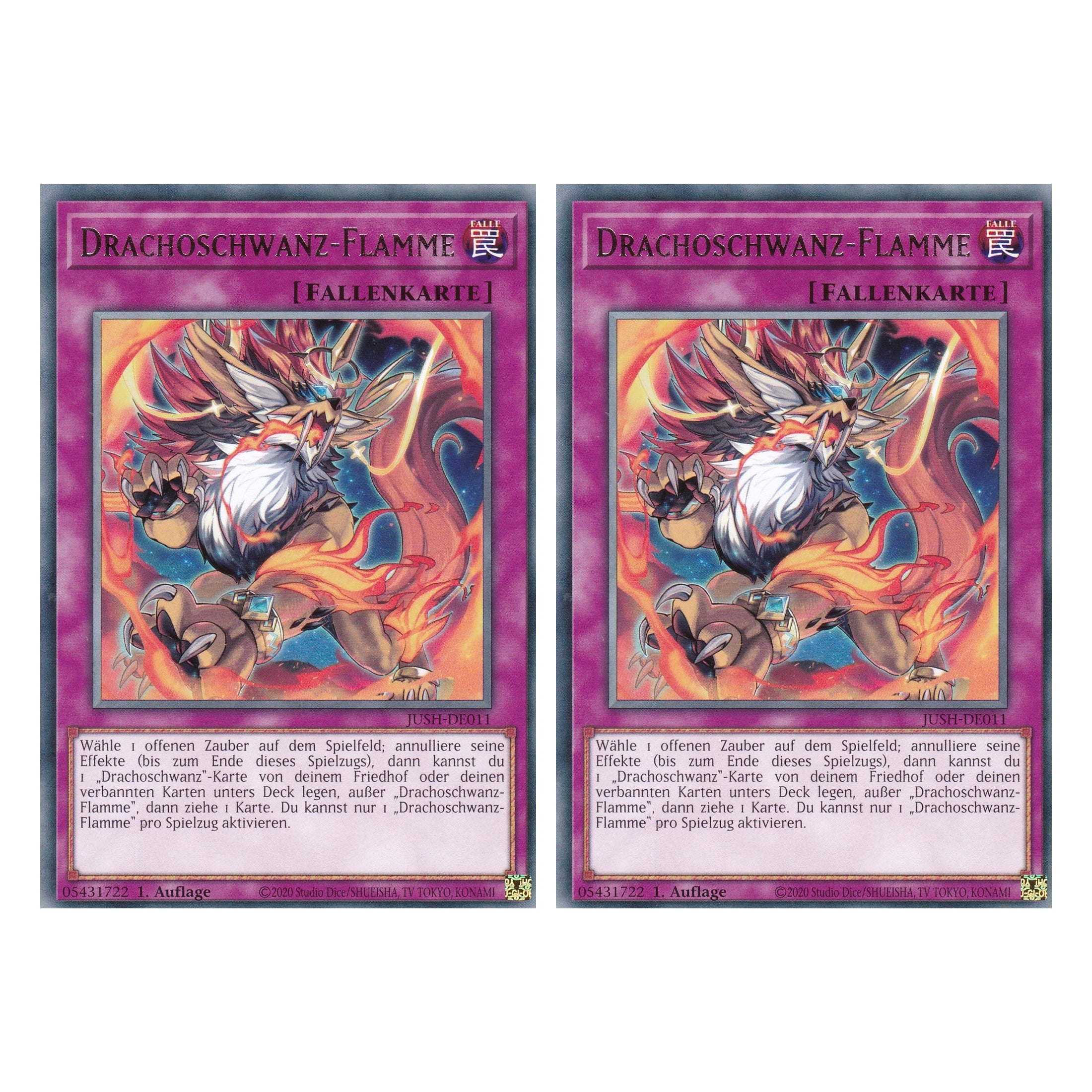 Drachoschwanz Flamme - JUSH-DE011 - Rare - Deutsch - 1. Auflage - Justice Hunters - Duo Set (2 Stück) - Yu-Gi-Oh!