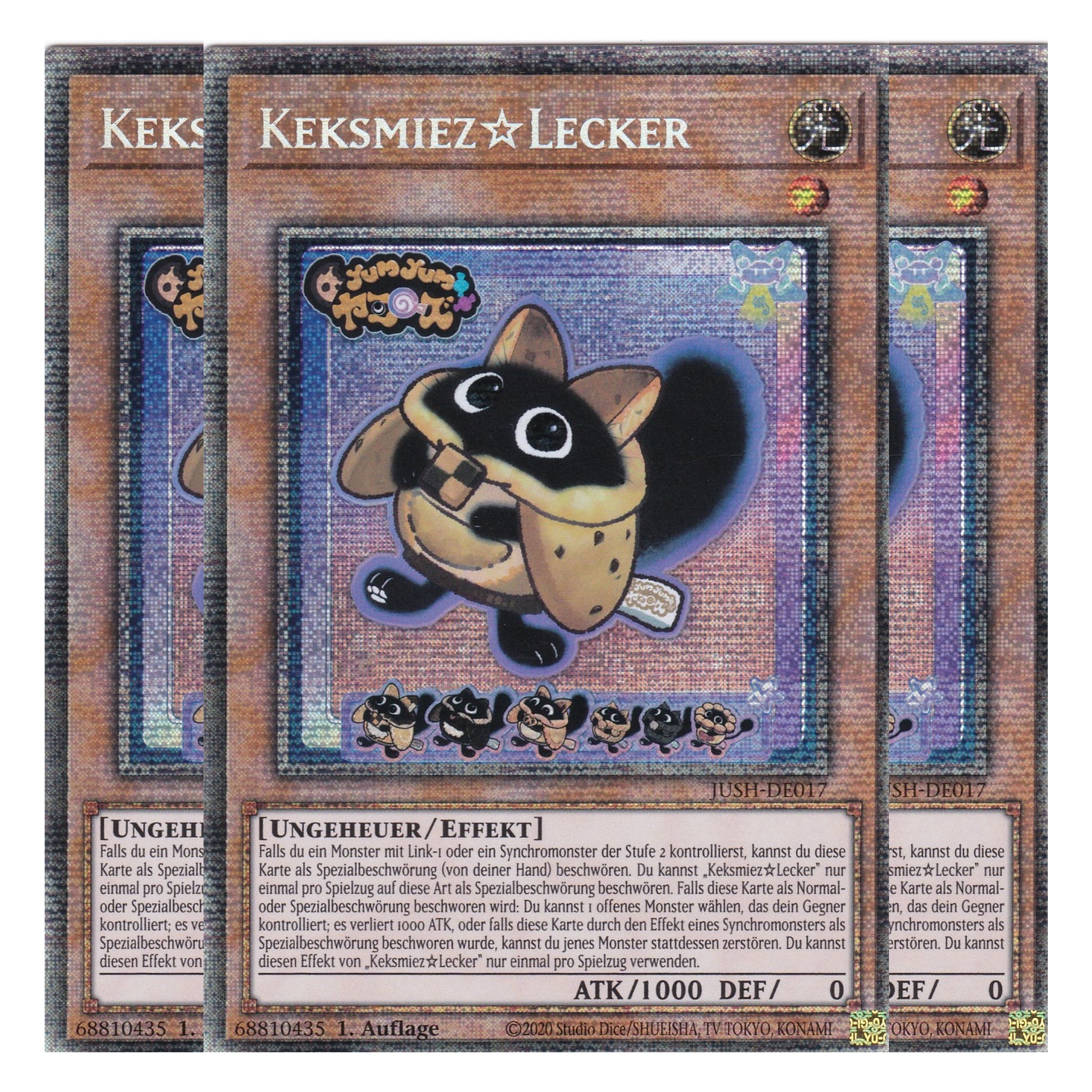 Keksmiez☆Lecker - JUSH-DE017 - Starlight Rare - Deutsch - 1. Auflage - Justice Hunters - Playset (3 Kopien) - Yu-Gi-Oh!