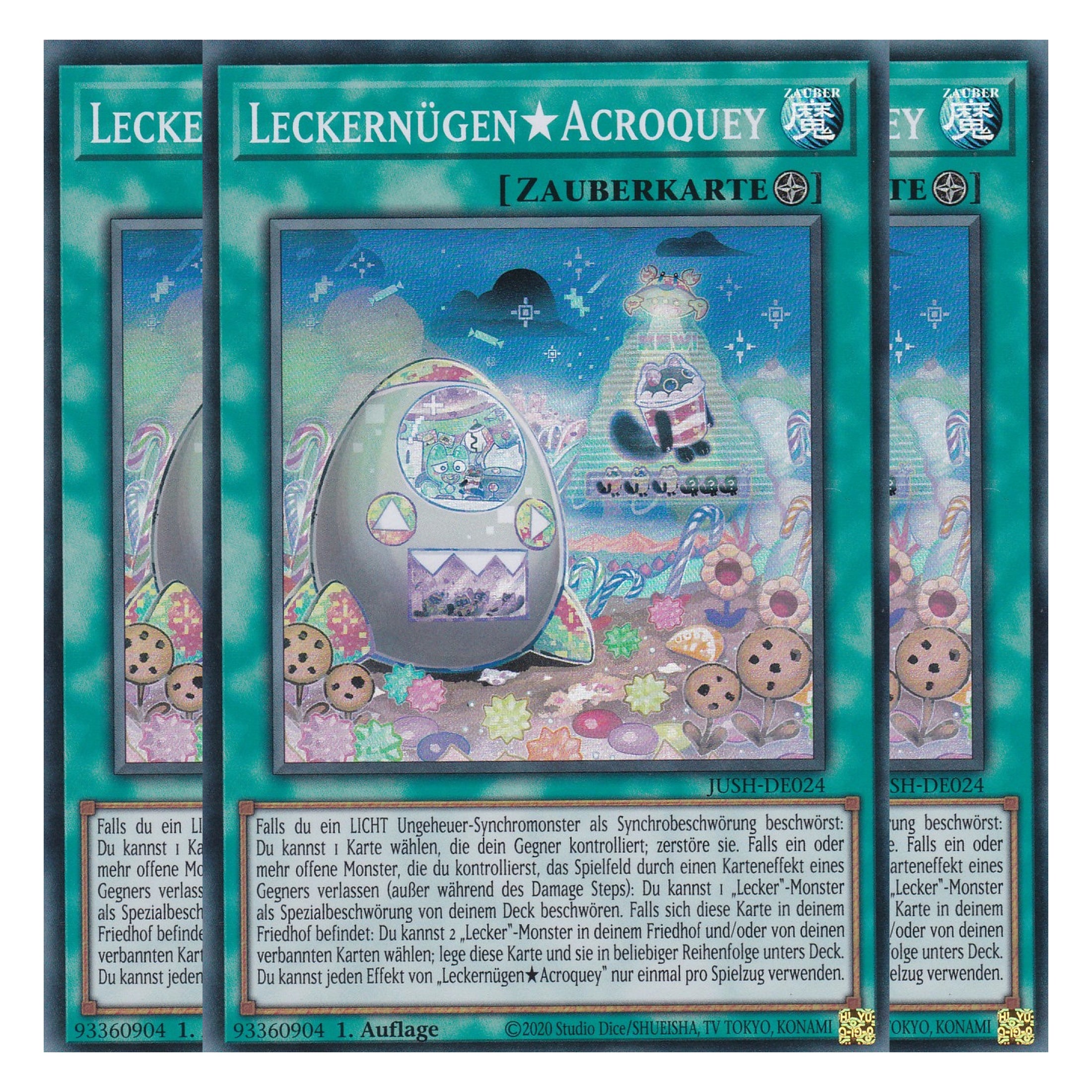 Yummyusment Acroquey - JUSH-DE024 - Super Rare - Deutsch - 1. Auflage - Justice Hunters - Playset (3 Kopien) - Yu-Gi-Oh!