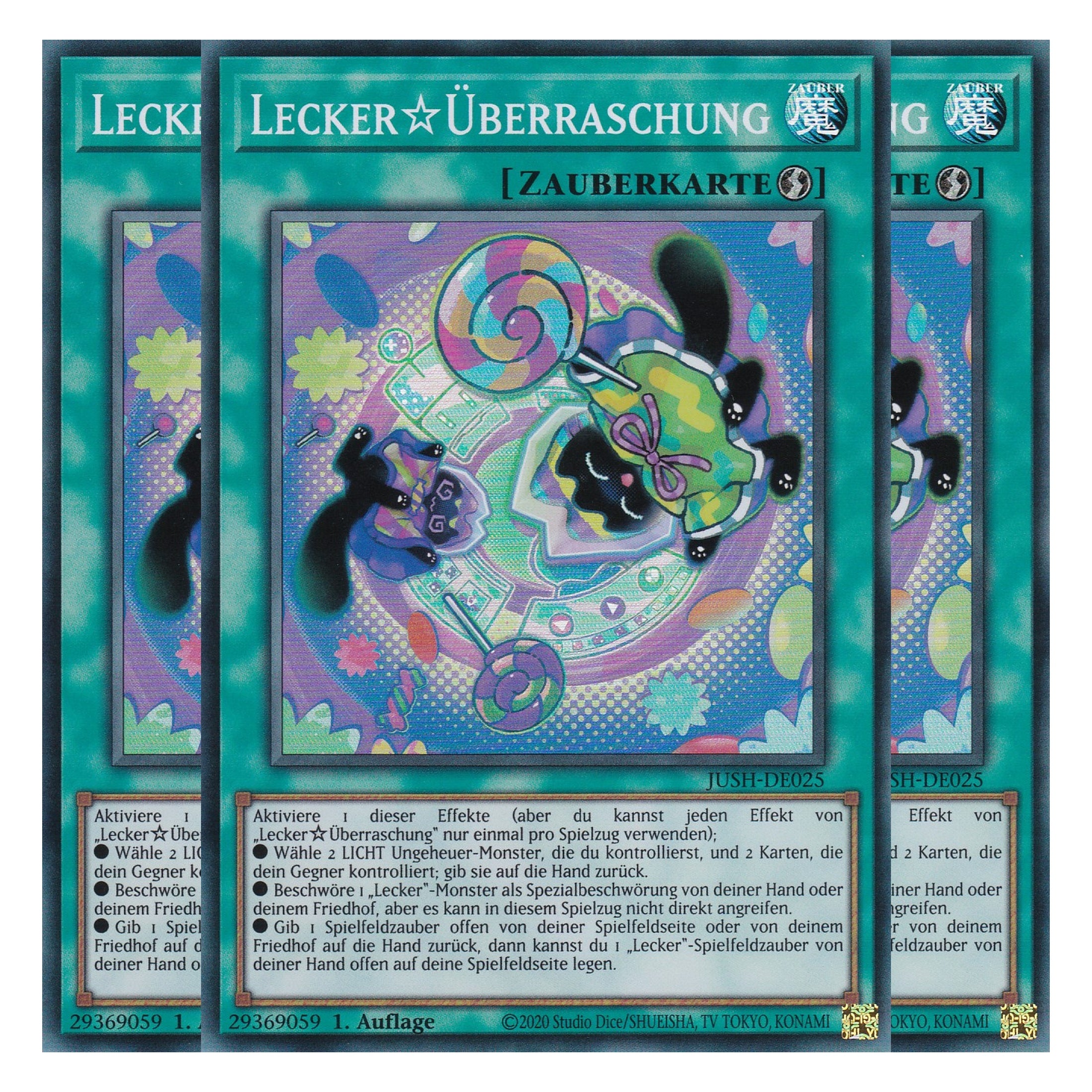 Yummy Surprise - JUSH-DE025 - Super Rare - Deutsch - 1. Auflage - Justice Hunters - Playset (3 Kopien) - Yu-Gi-Oh!