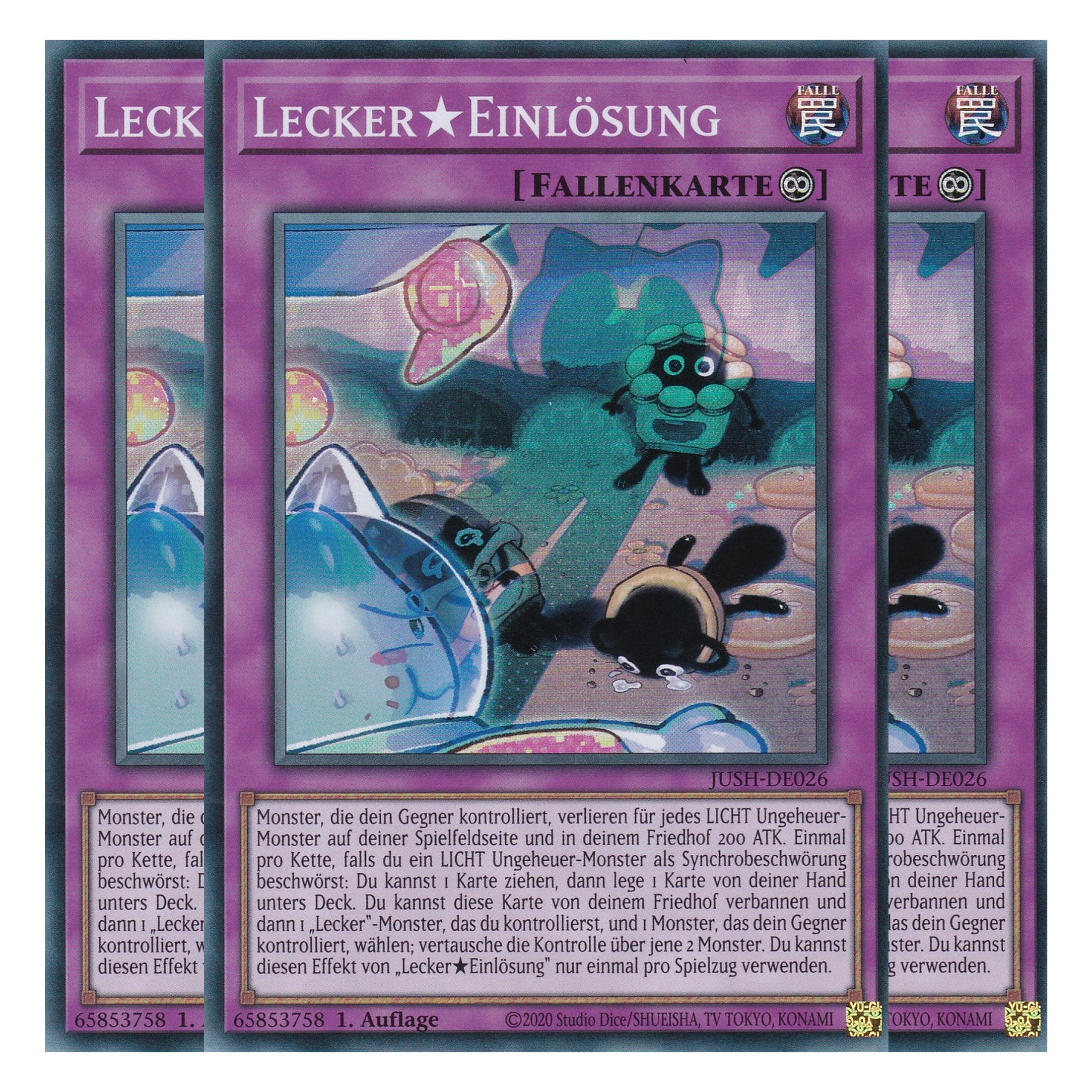 Yummy Redemption - JUSH-DE026 - Super Rare - Deutsch - 1. Auflage - Justice Hunters - Playset (3 Kopien) - Yu-Gi-Oh!